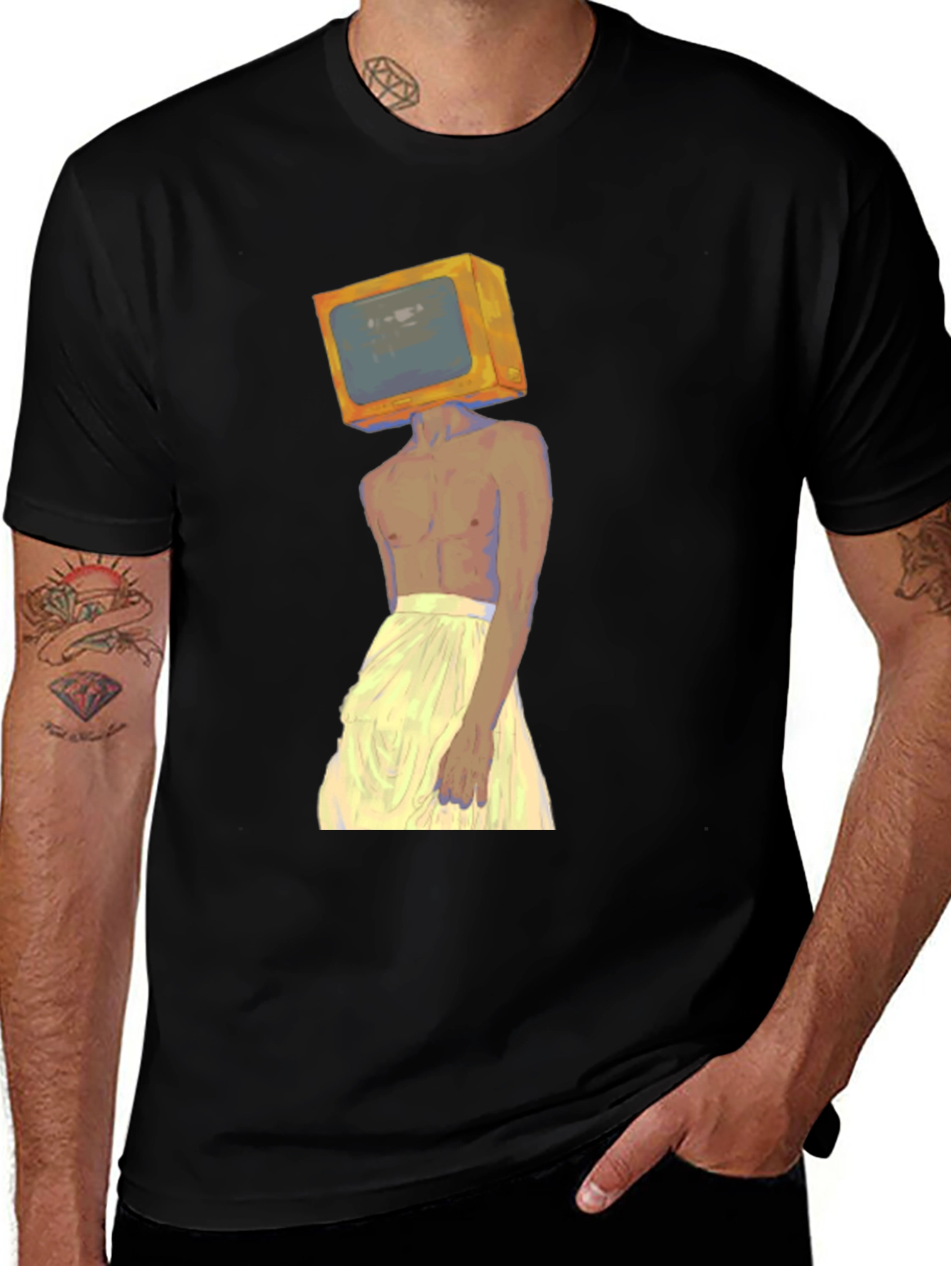 Variant 24 of Surreal TV Head Graphic Tee - Modern Art Style