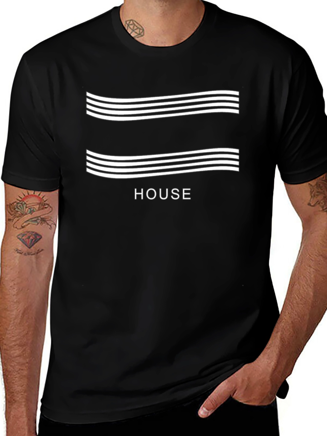 Minimalist 'House' Graphic Tee - Black