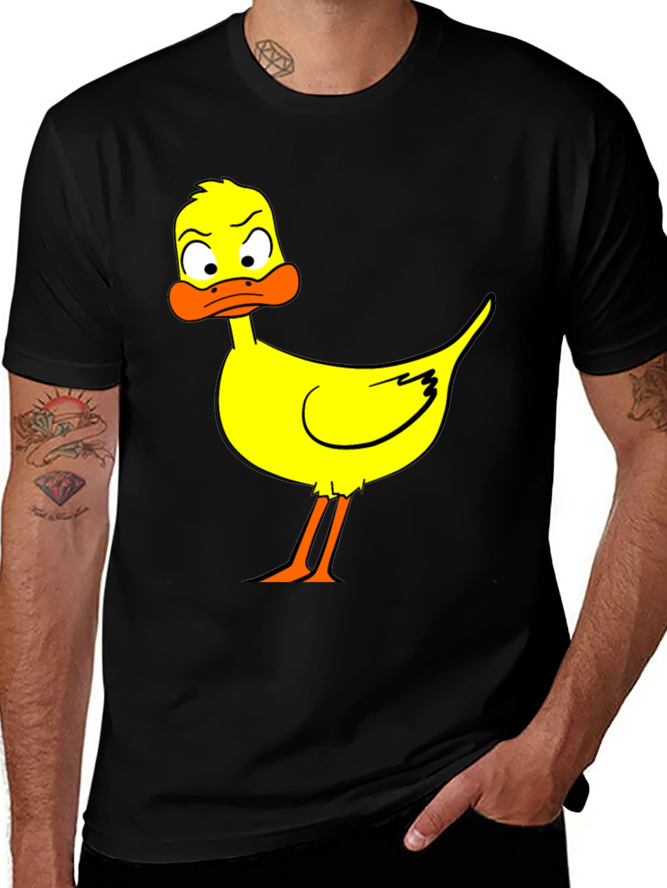 Variant 28 of Cartoon Duck Graphic Black T-Shirt