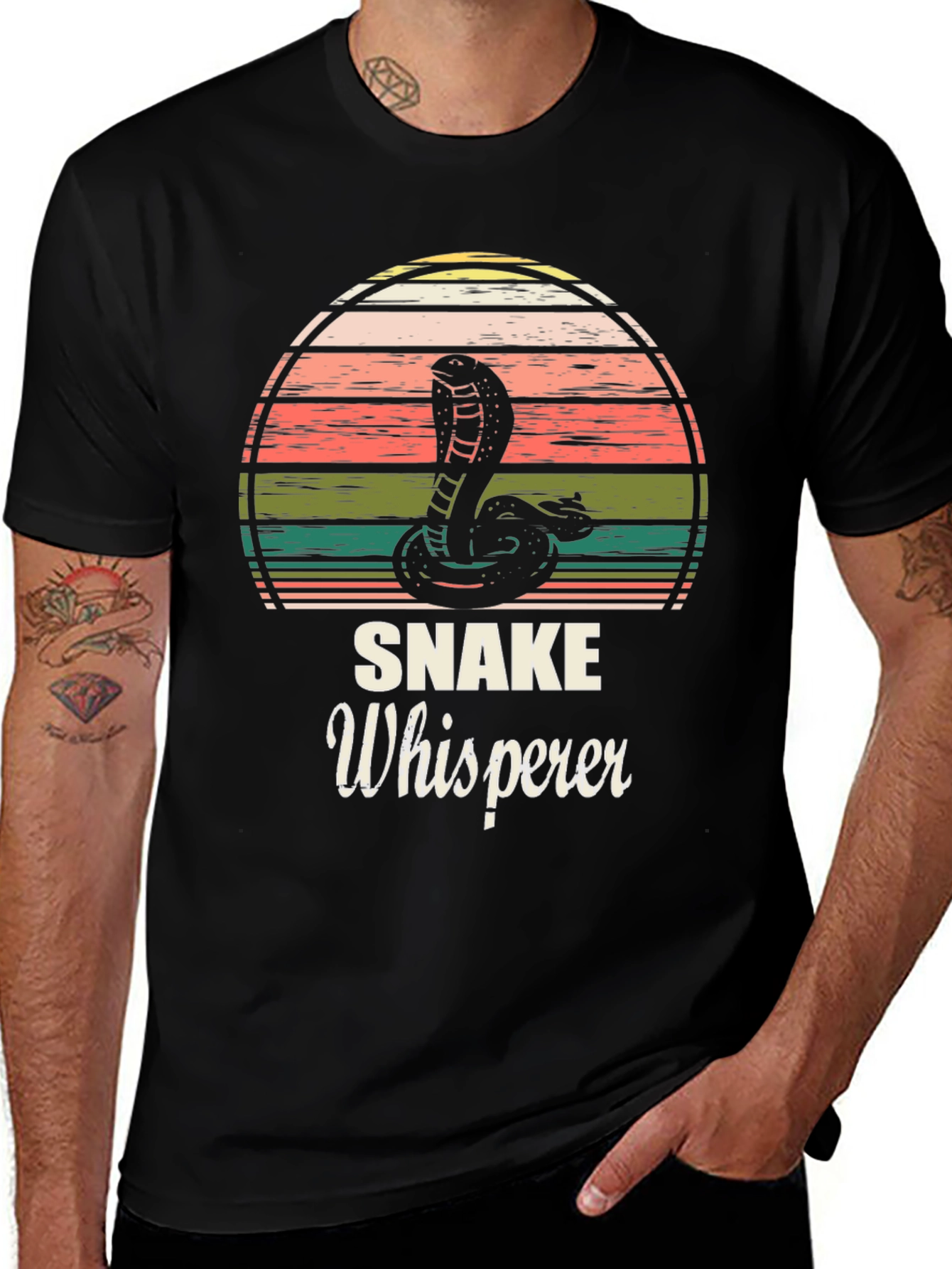 Variant 22 of Snake Whisperer Graphic Tee - Men's Black T-Shirt