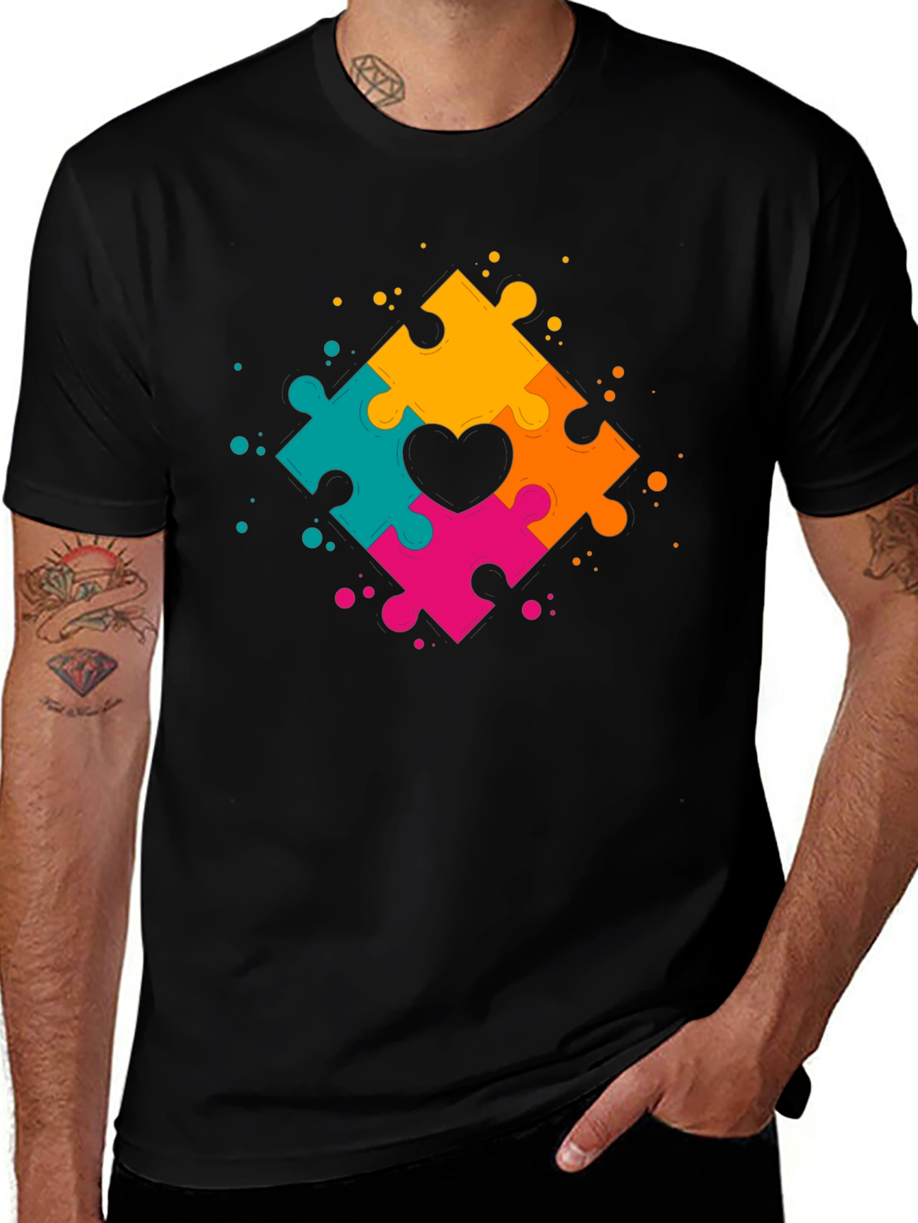 Variant 9 of Autism Awareness Puzzle Heart T-Shirt