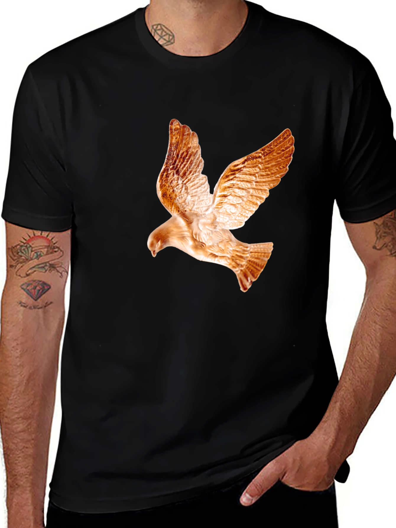 Variant 25 of Men's Black T-Shirt with Dove Graphic