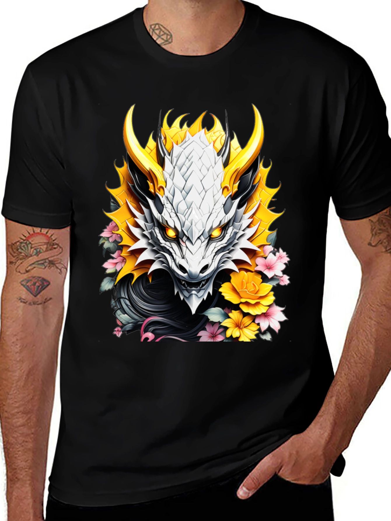 Variant 2 of Dragon & Floral T-Shirt
