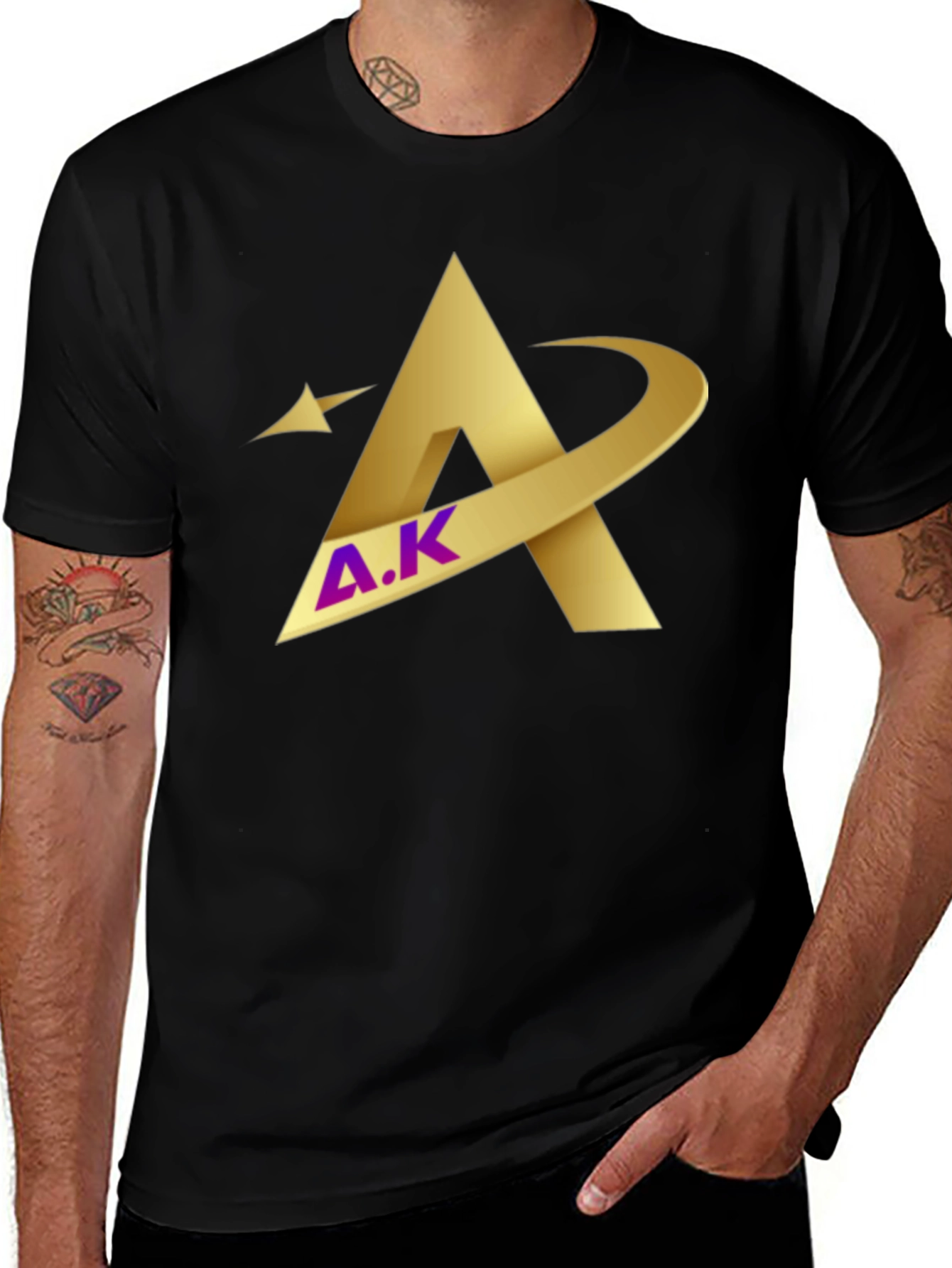 Variant 29 of Modern Golden A.K Graphic Black T-Shirt