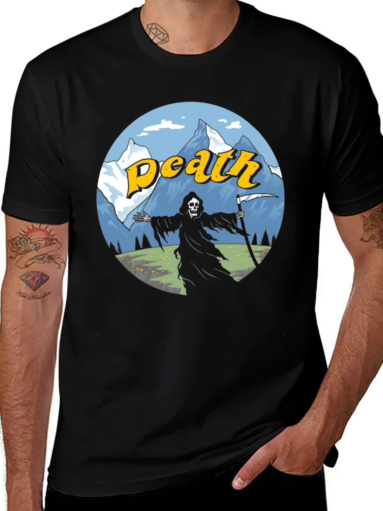 Death Mountain T-Shirt Grim Reaper Graphic Tee