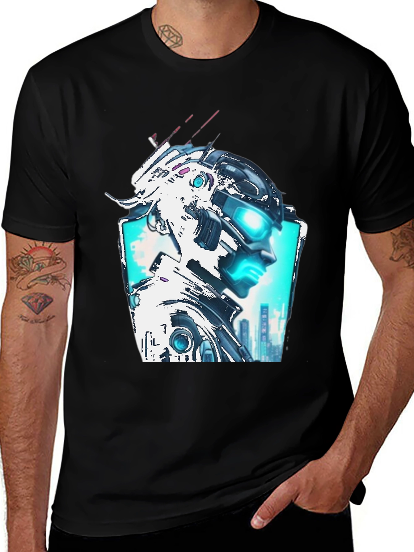 Variant 16 of Cyberpunk Warrior Black T-Shirt