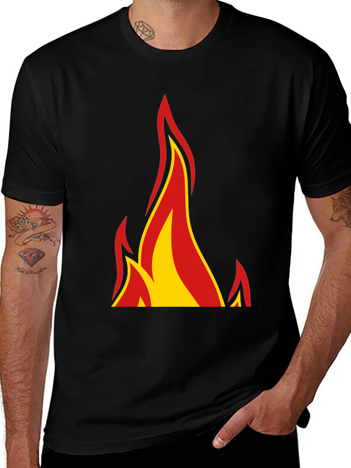 Variant 29 of Flaming Hot Graphic Tee - Black Cotton T-Shirt