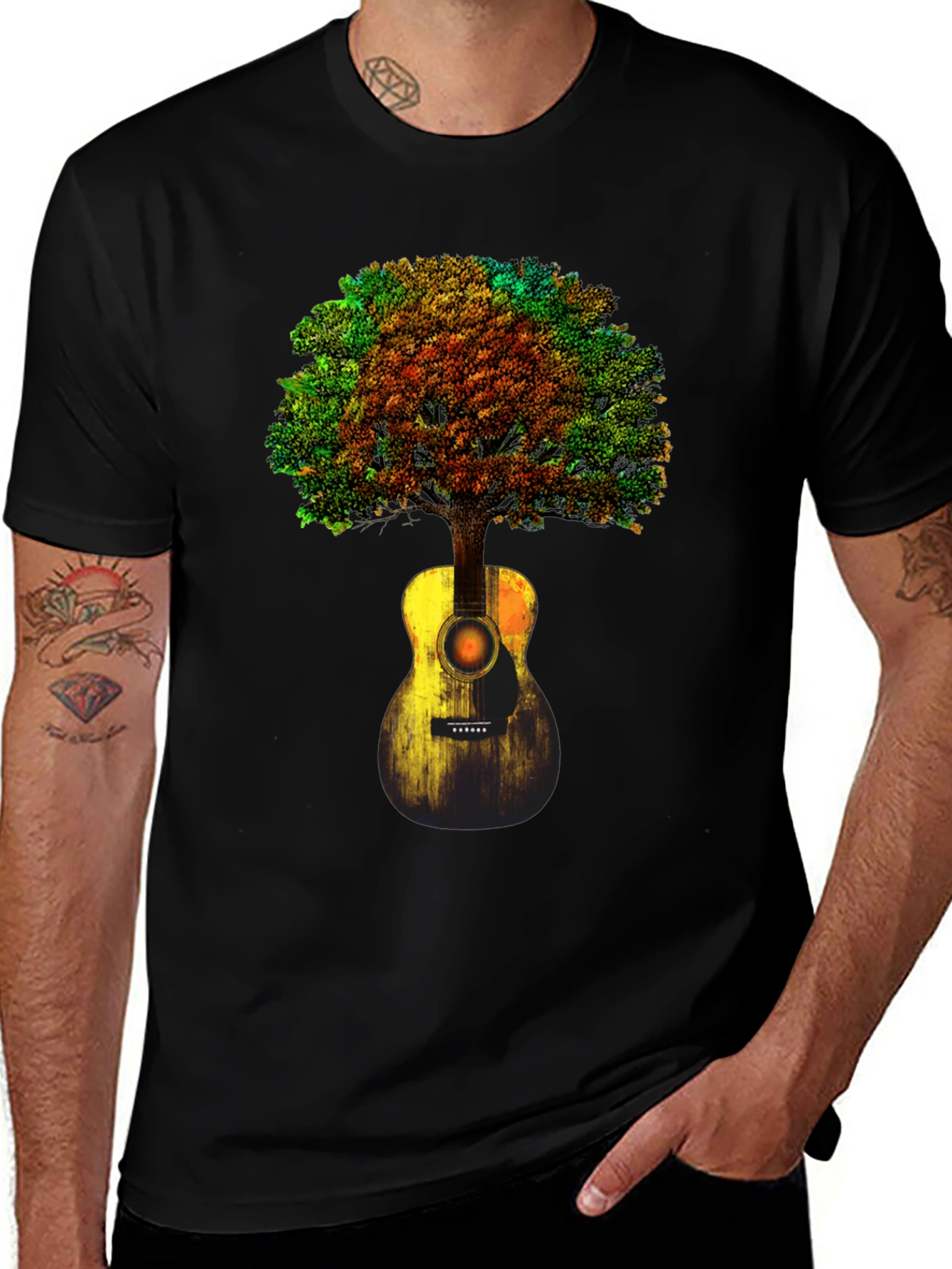 Variant 2 of Guitar Tree Graphic T-Shirt - Music Lover Tee