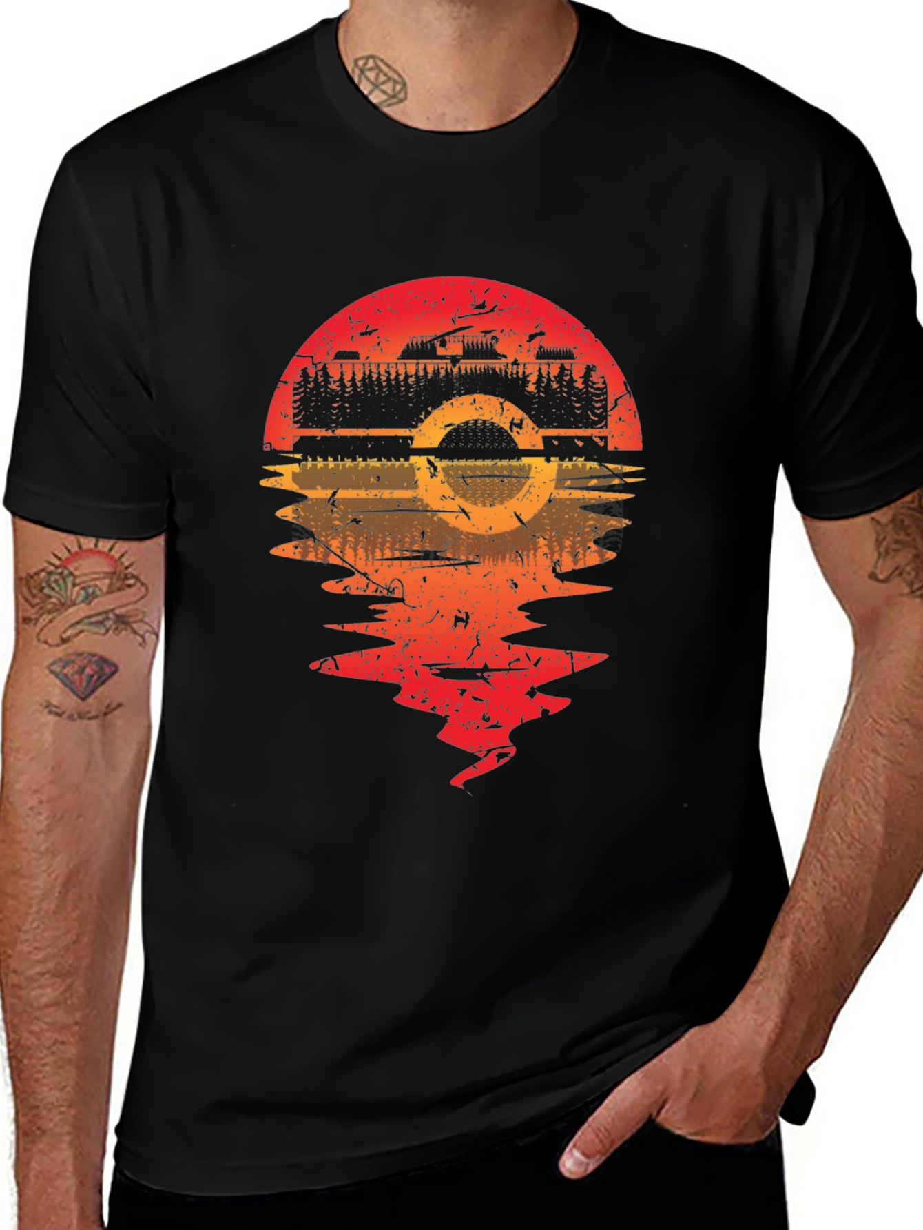 Variant 22 of Retro Camera Sunset Graphic Tee - Black