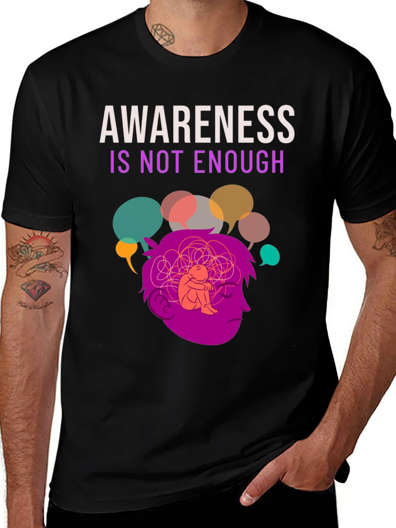 Variant 29 of Awareness Isn't Enough Mental Health T-Shirt