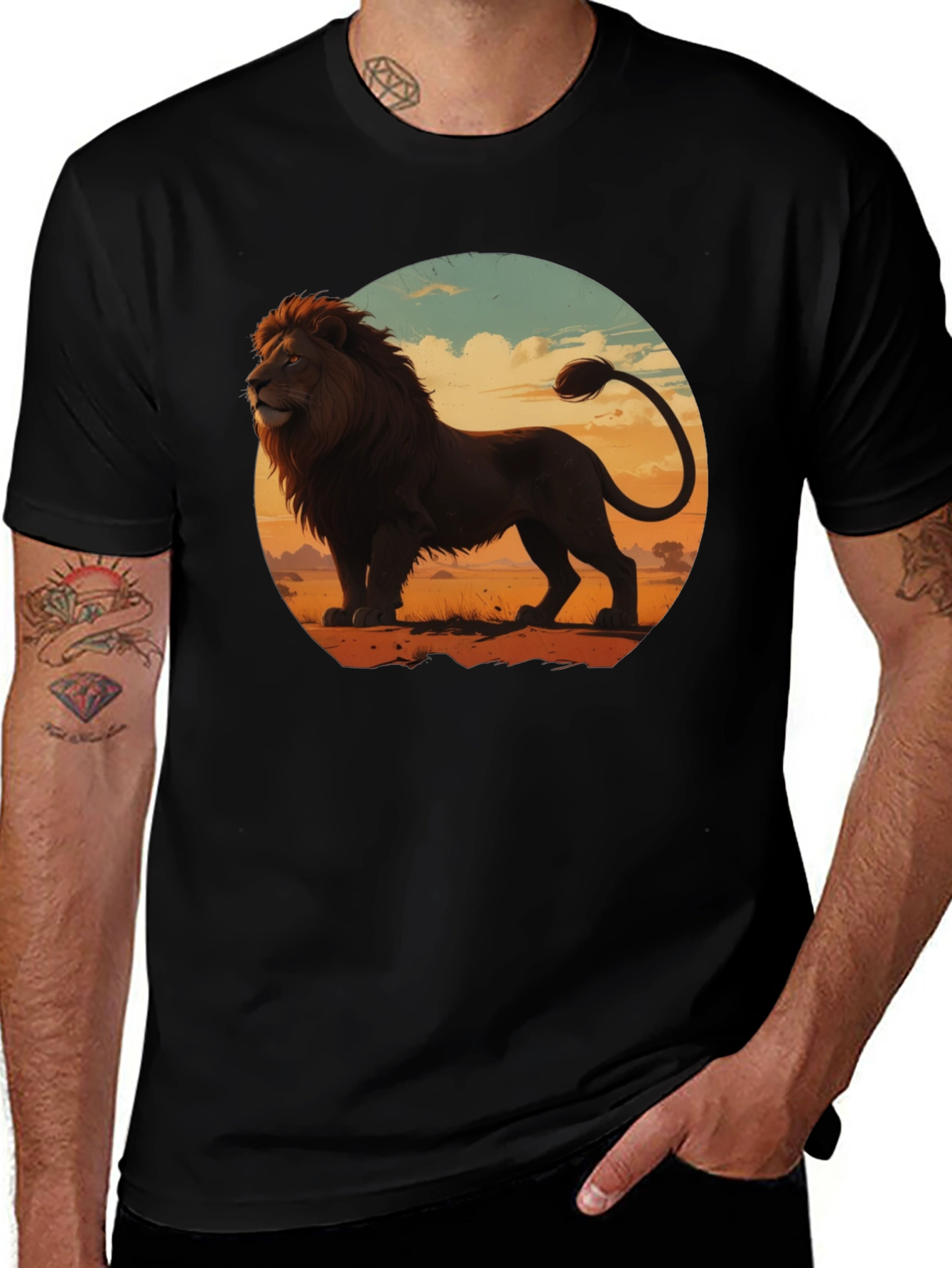 Variant 22 of Lion Graphic Tee - Men's Black T-Shirt