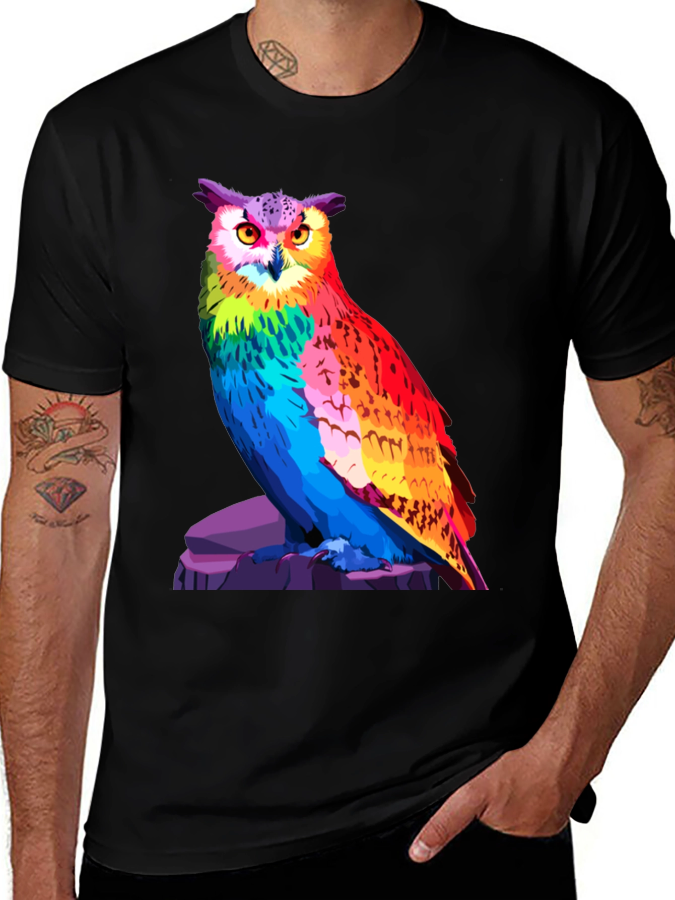 Variant 14 of Colorful Owl Graphic T-Shirt - Unique Design
