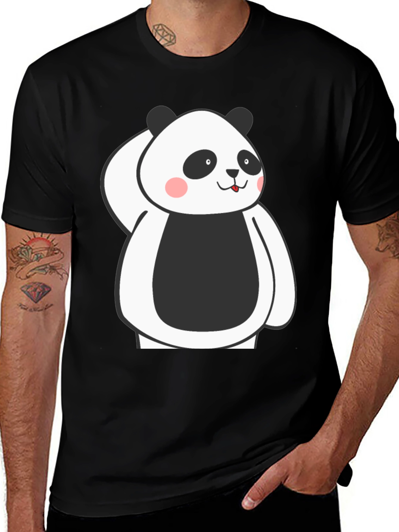 Variant 8 of Cute Panda Graphic Black T-Shirt