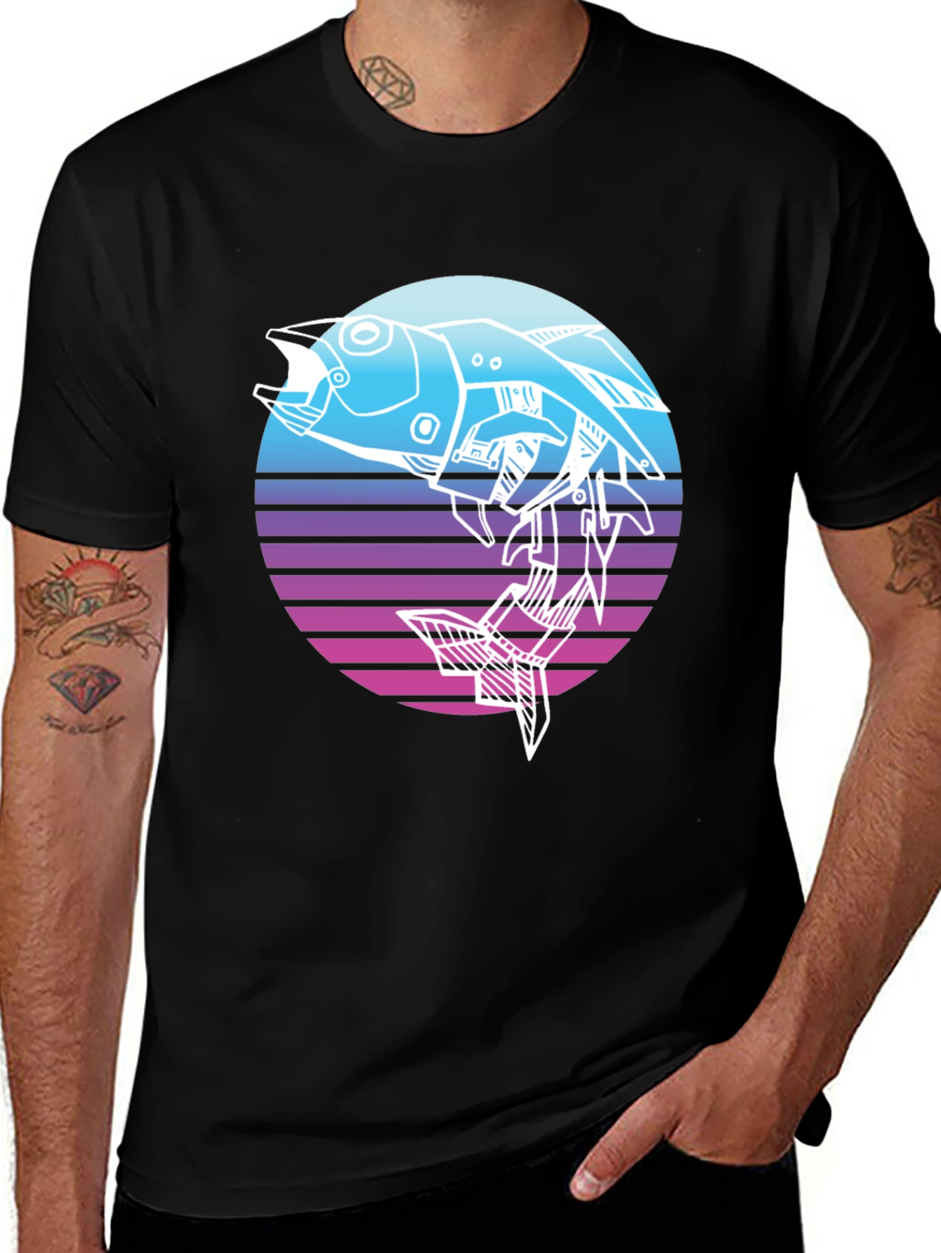 Variant 25 of Retro Cyberpunk Fish T-Shirt