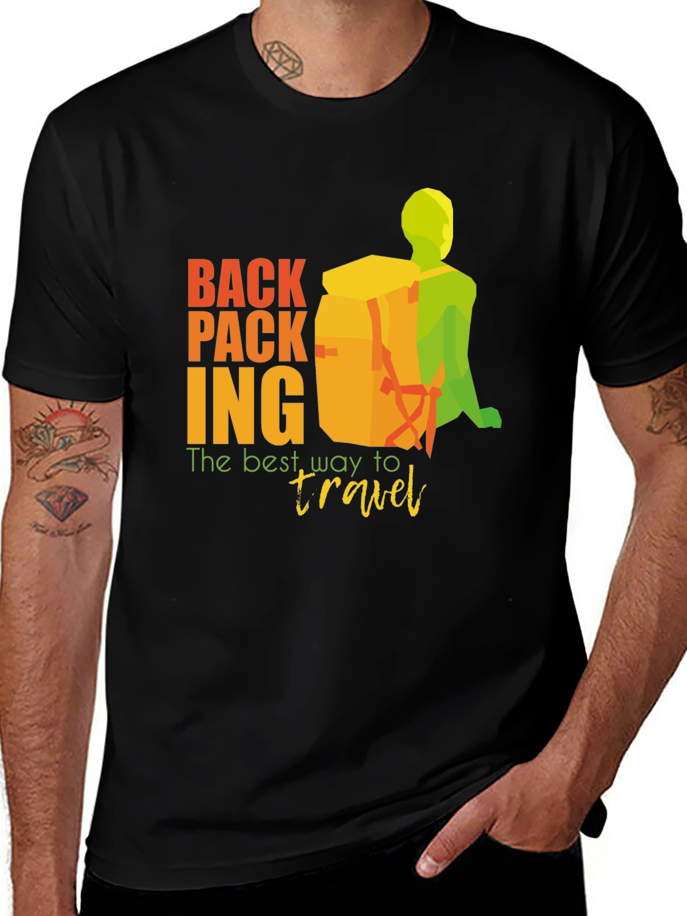 Variant 15 of Backpacking T-Shirt - The Best Way to Travel Graphic Tee