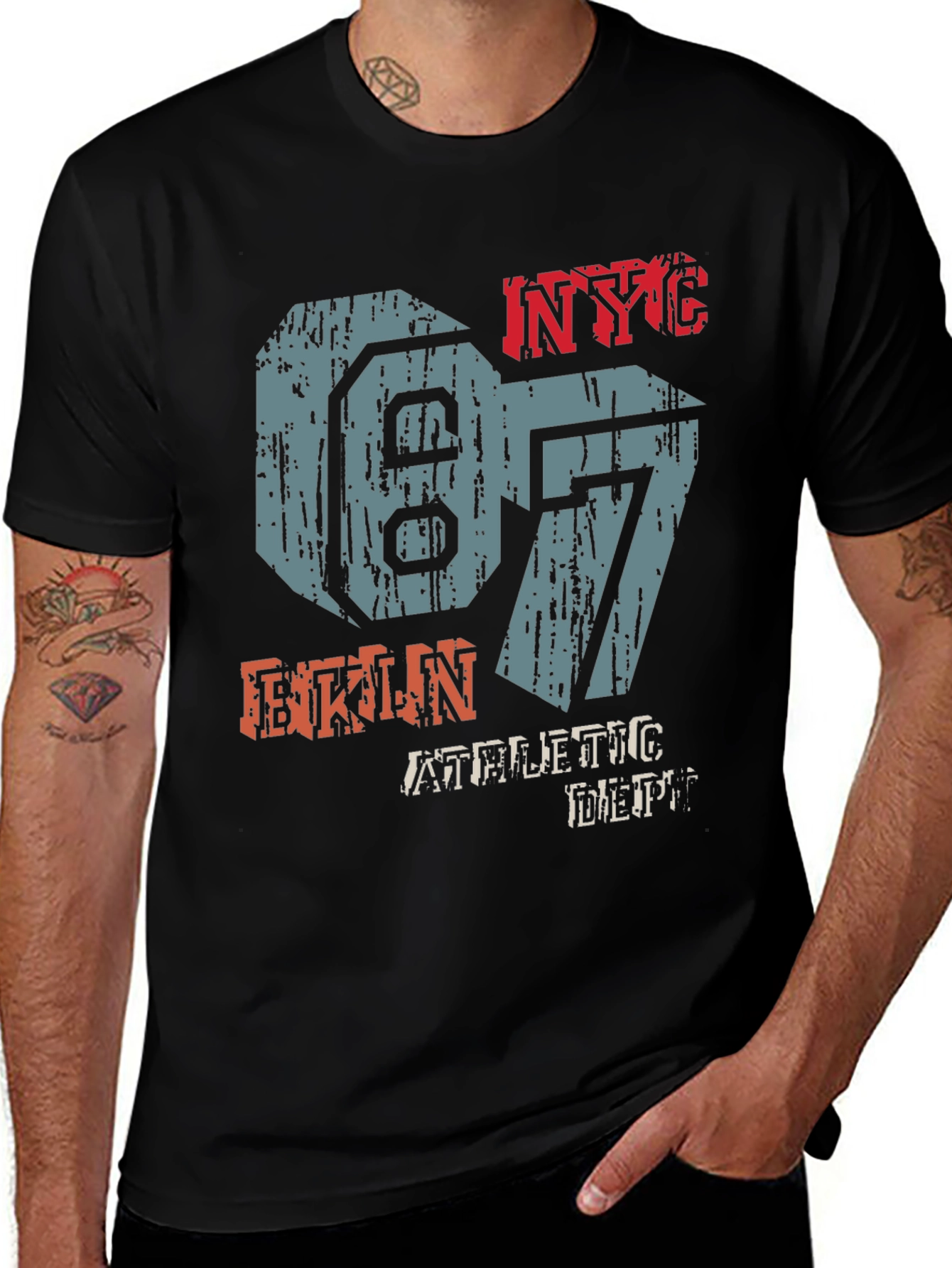 NYC BKLYN '87 Graphic Print Black T-Shirt