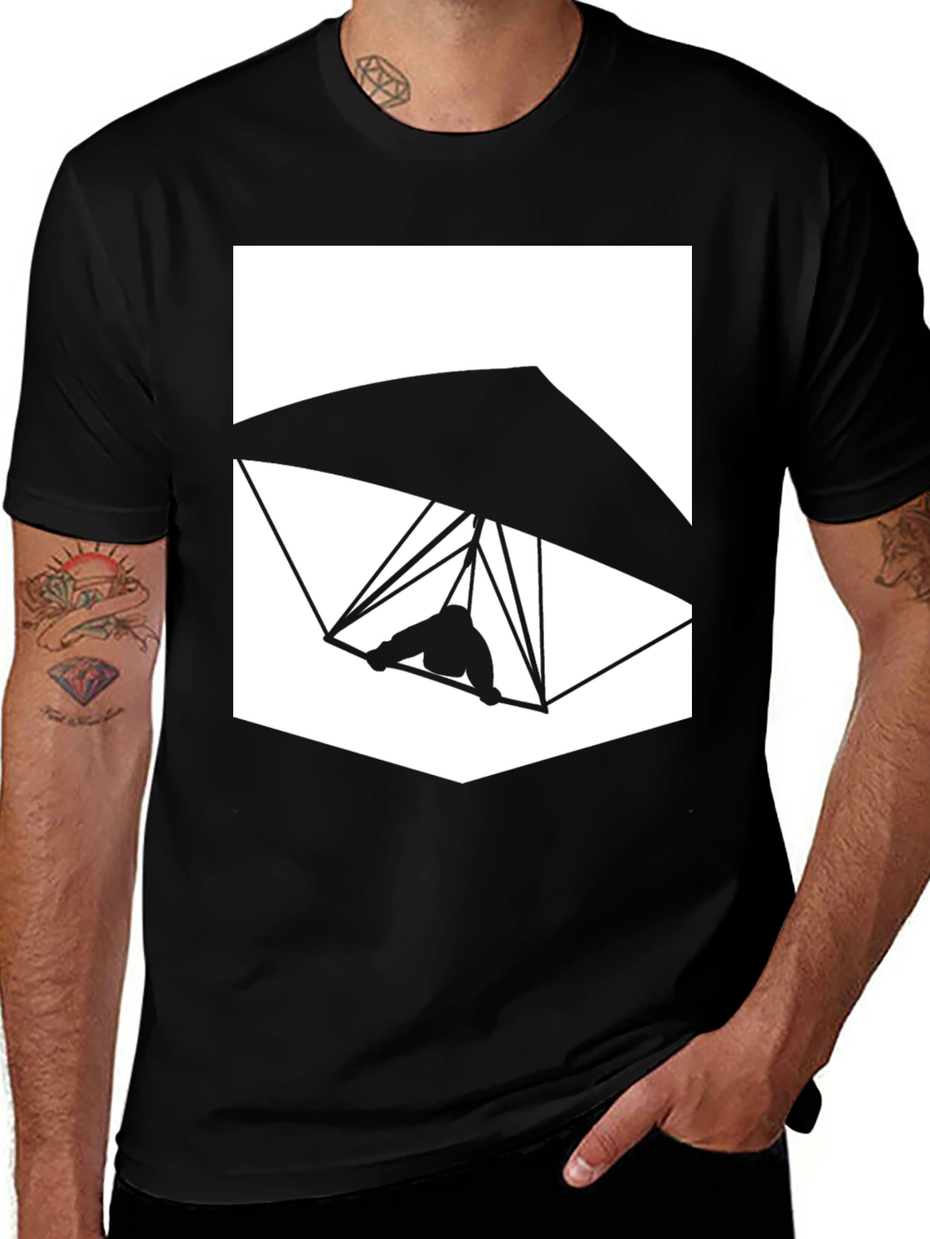 Variant 21 of Hang Glider Black Graphic Tee - Adventure Ready!
