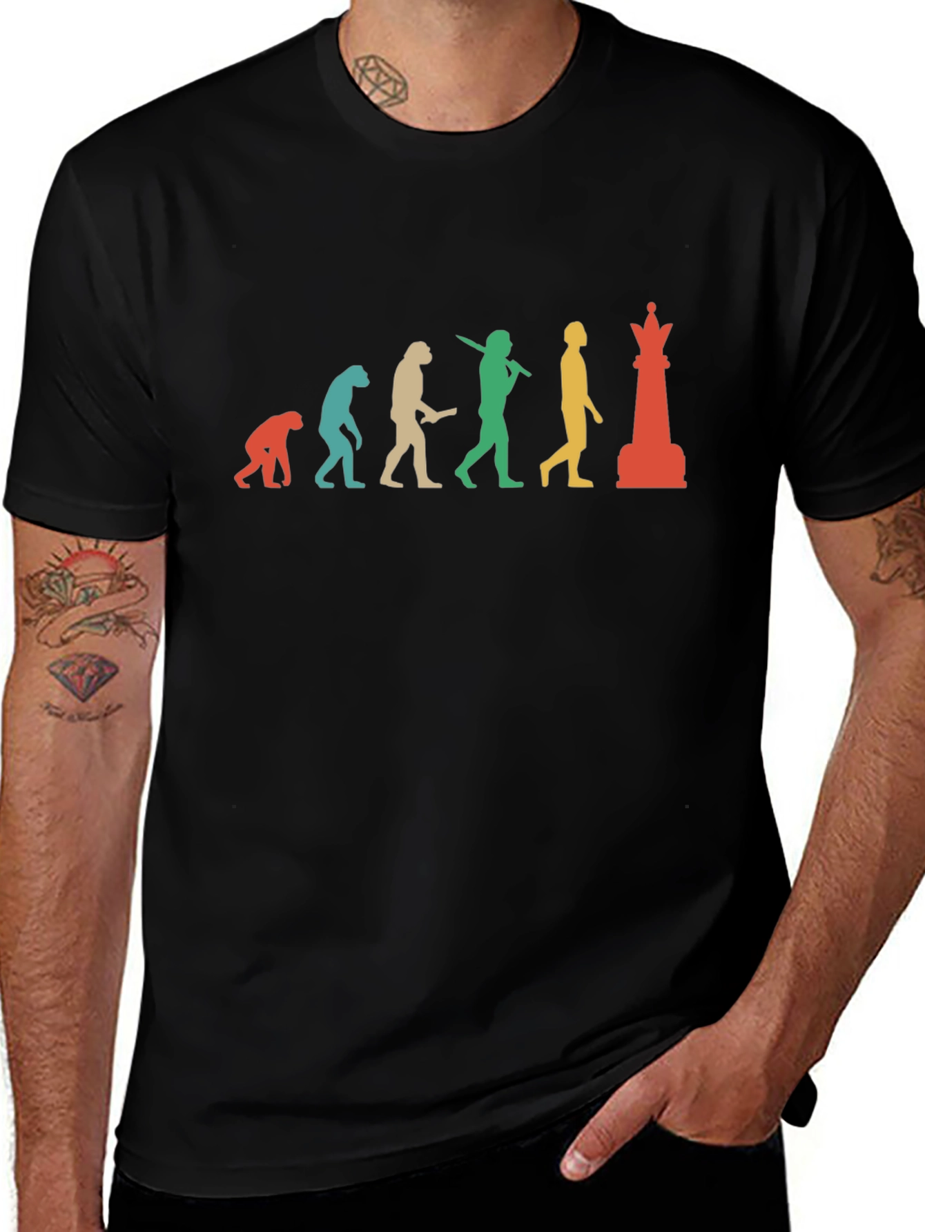 Variant 5 of Chess Evolution Graphic Tee - Black Cotton T-Shirt