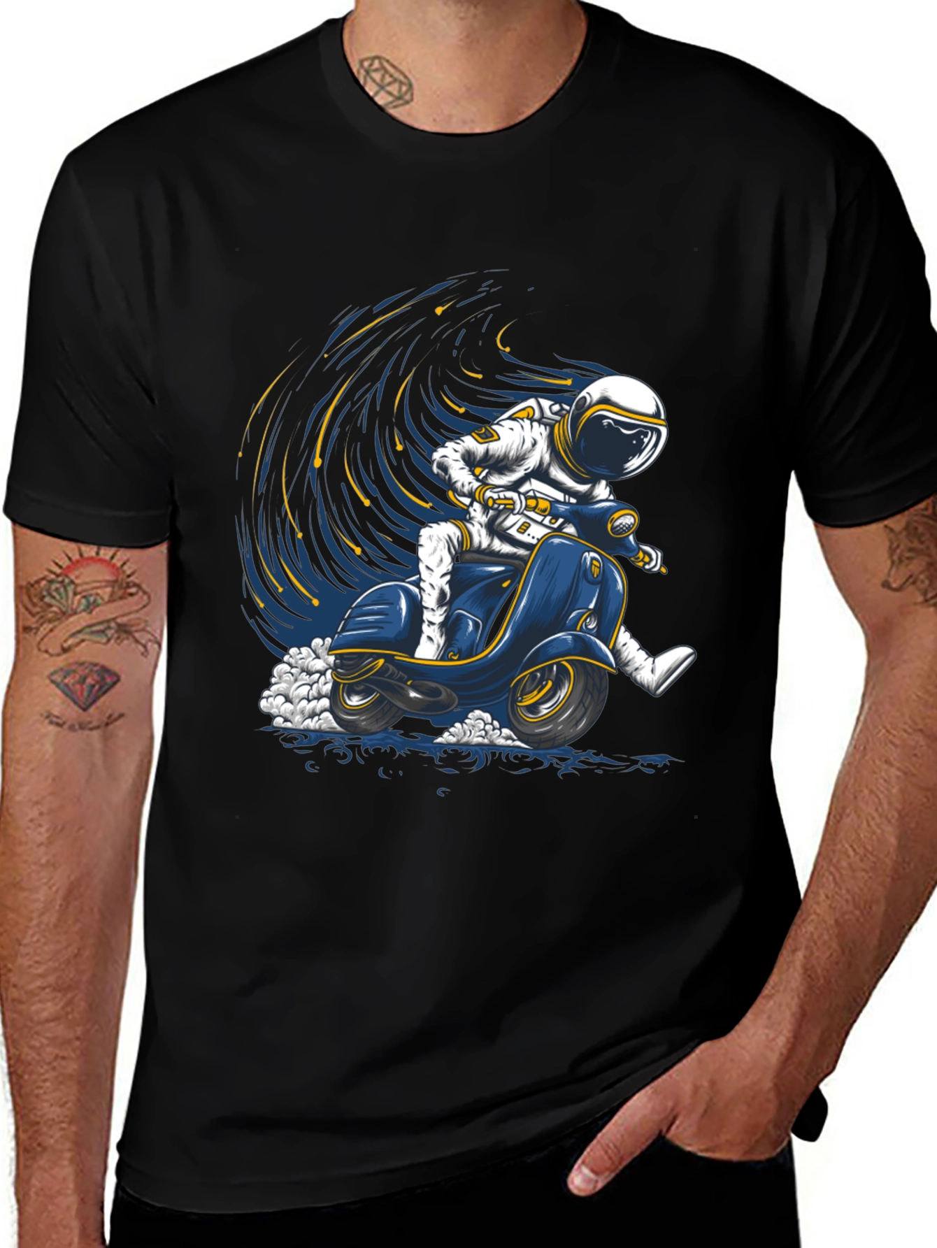 Variant 22 of Astronaut Scooter Ride Graphic Tee - Black