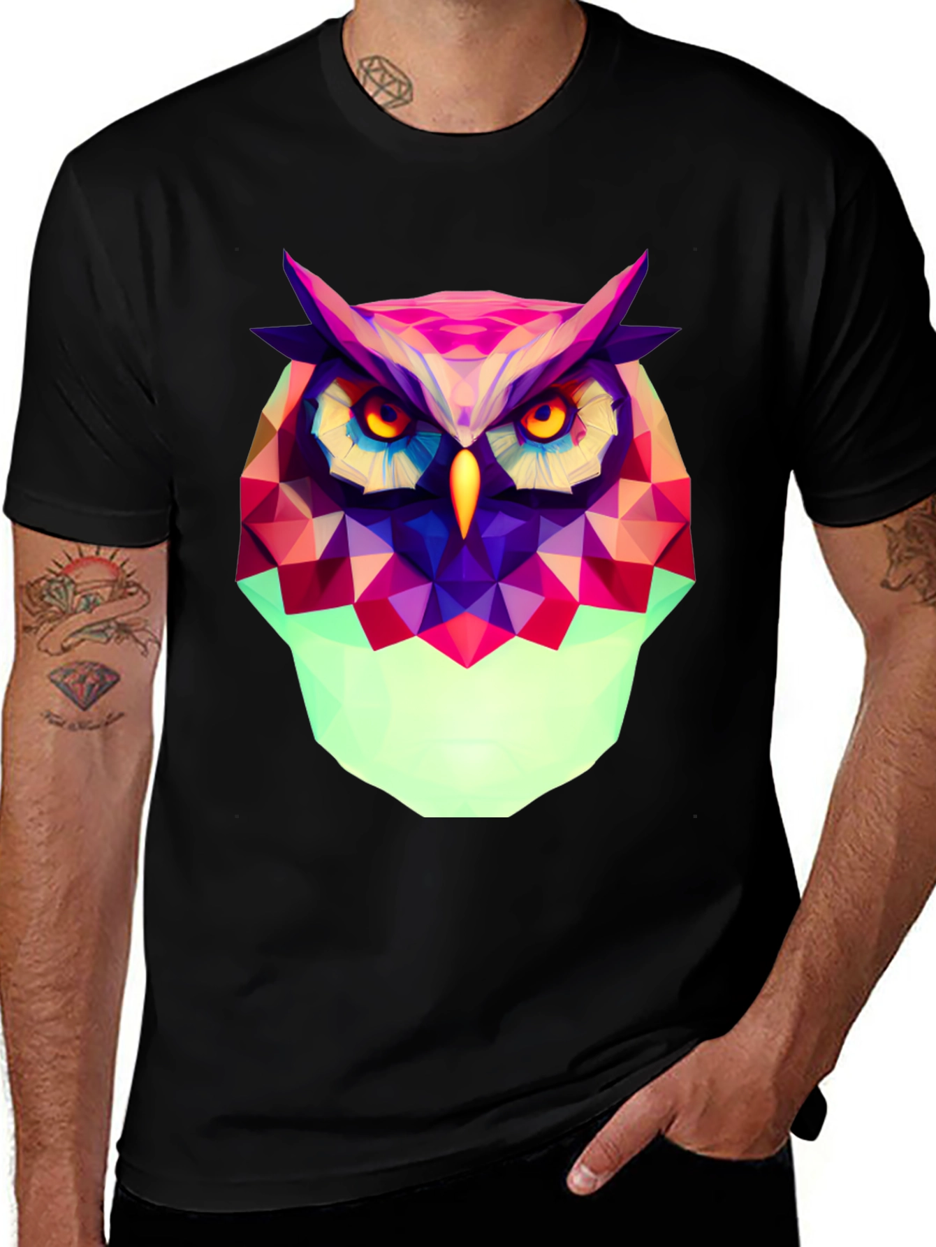 Variant 18 of Geometric Owl Graphic Tee - Modern Art Style