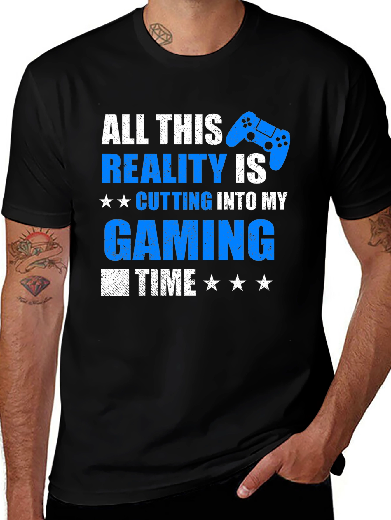 Variant 9 of Gamer T-Shirt: All This Reality is Cutting Into My Gaming Time