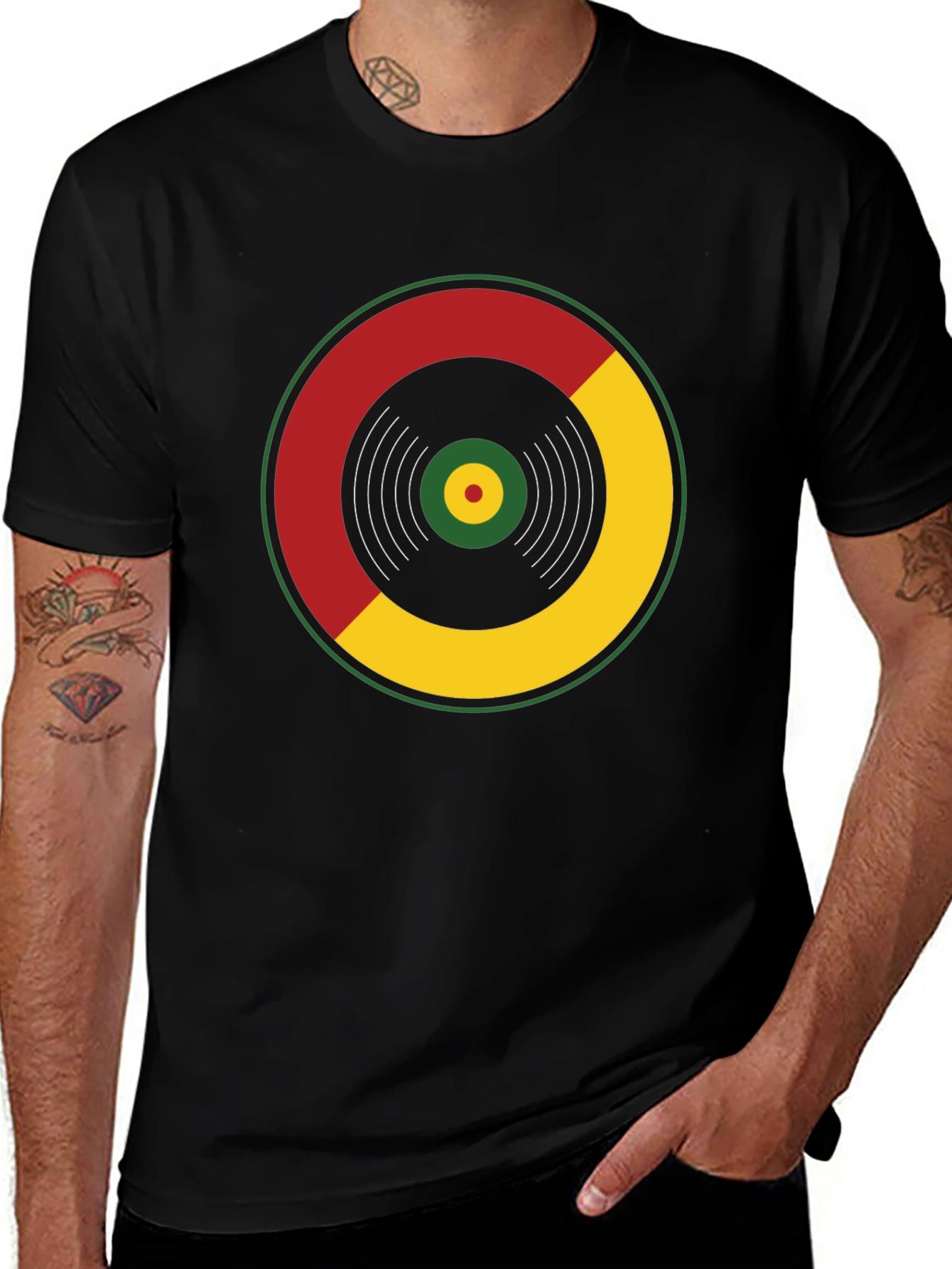 Variant 25 of Rasta Vinyl Record Graphic T-Shirt
