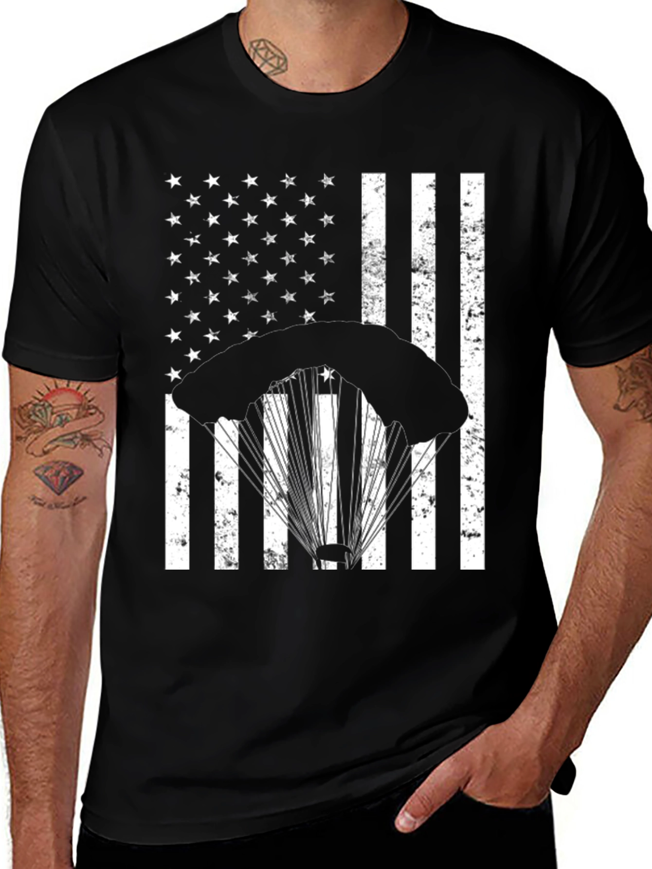 Variant 25 of Parachute American Flag T-Shirt