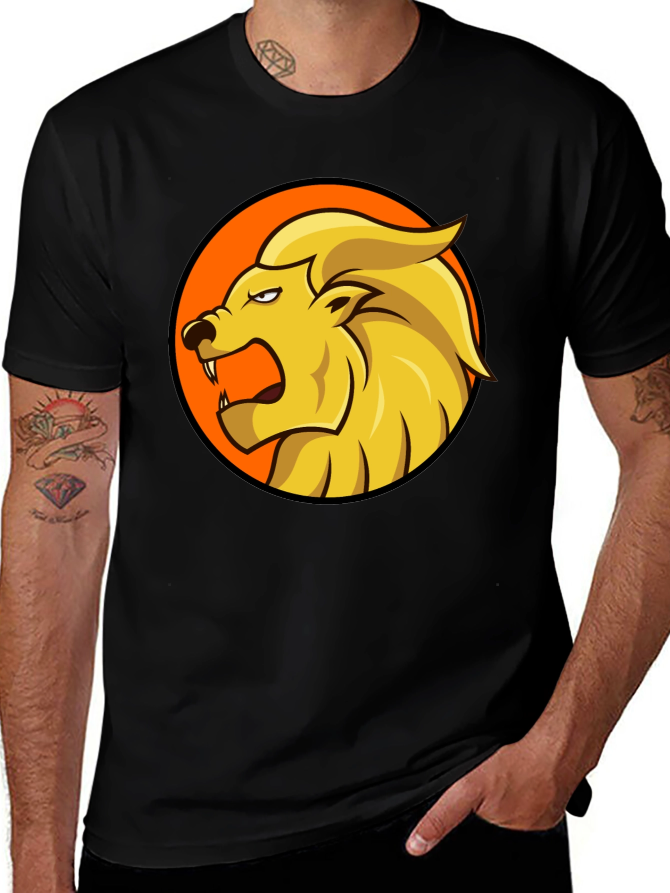 Variant 17 of Lion Graphic Black T-Shirt - Fierce Style