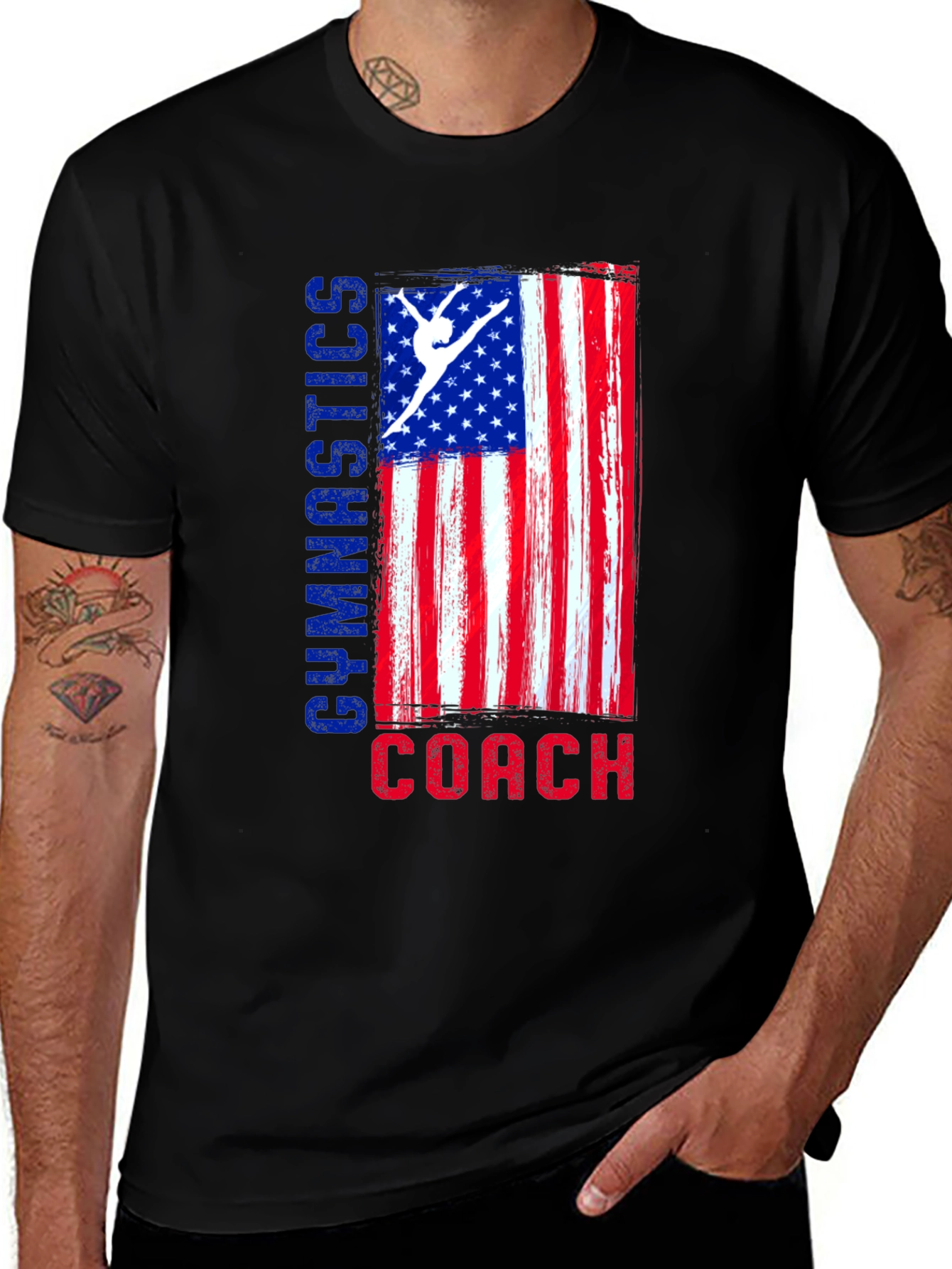 Variant 27 of Gymnastics Coach American Flag T-Shirt