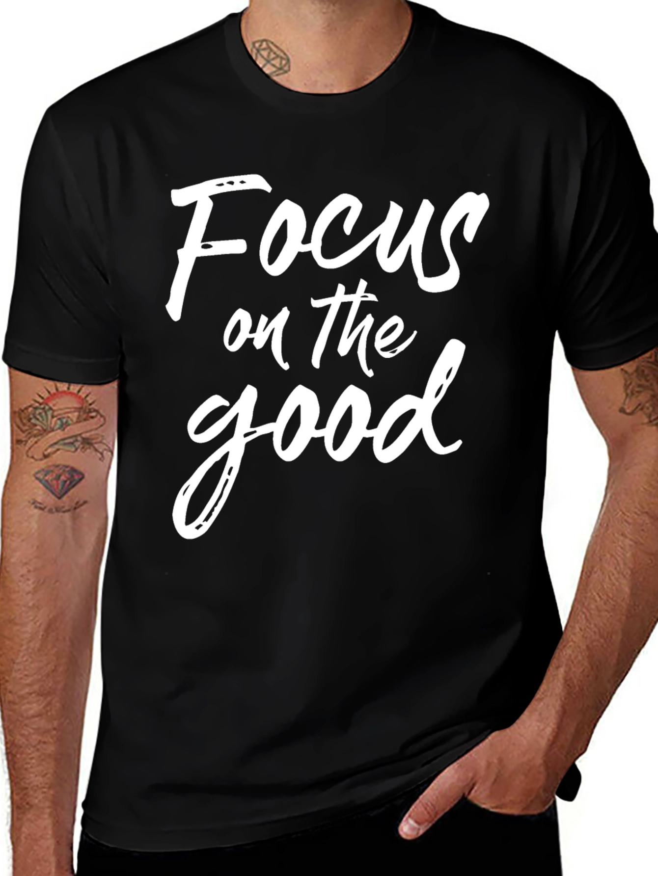 Variant 19 of Focus on the Good Graphic Tee - Black