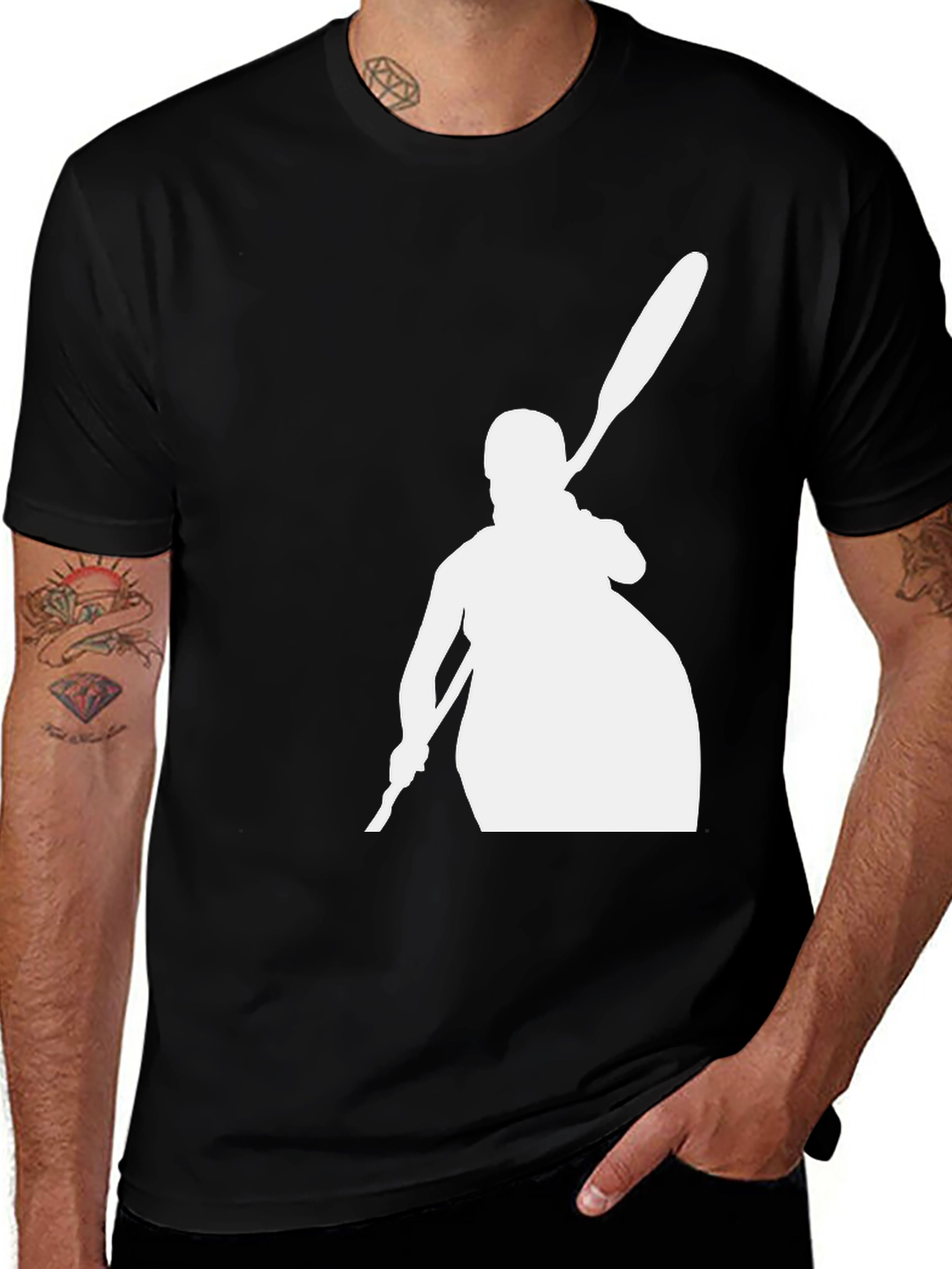 Variant 12 of Kayak Silhouette Black Tee - Paddler Shirt