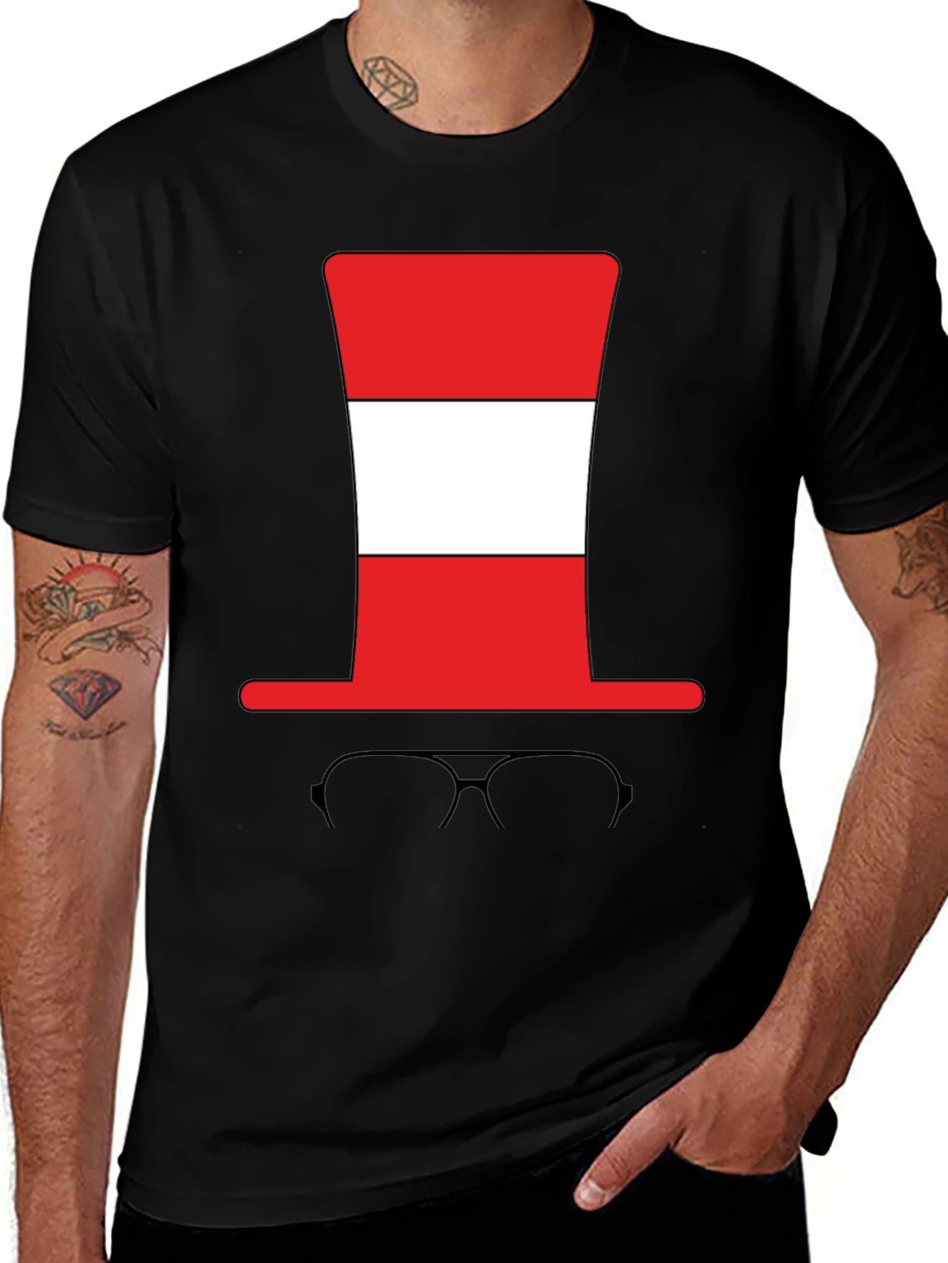 Variant 17 of Hat and Glasses Graphic Tee - Classic Black T-Shirt