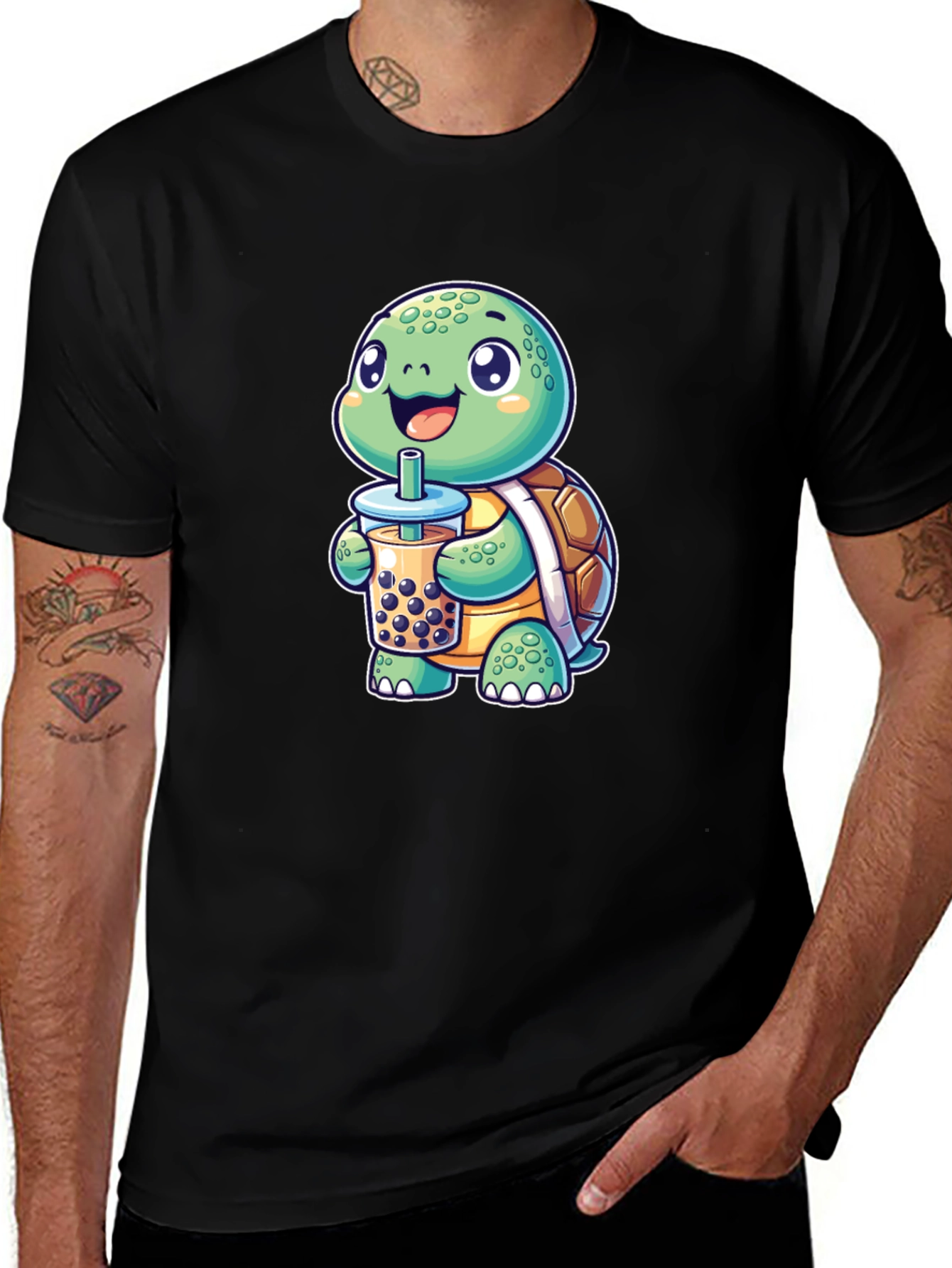 Variant 20 of Cute Turtle Boba Tea Graphic Tee