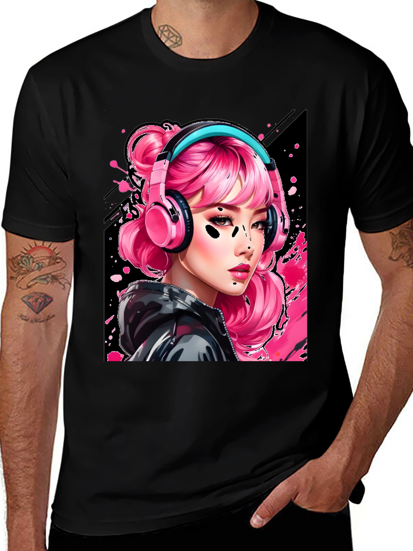 Variant 17 of Anime Girl Headphones Graphic Tee