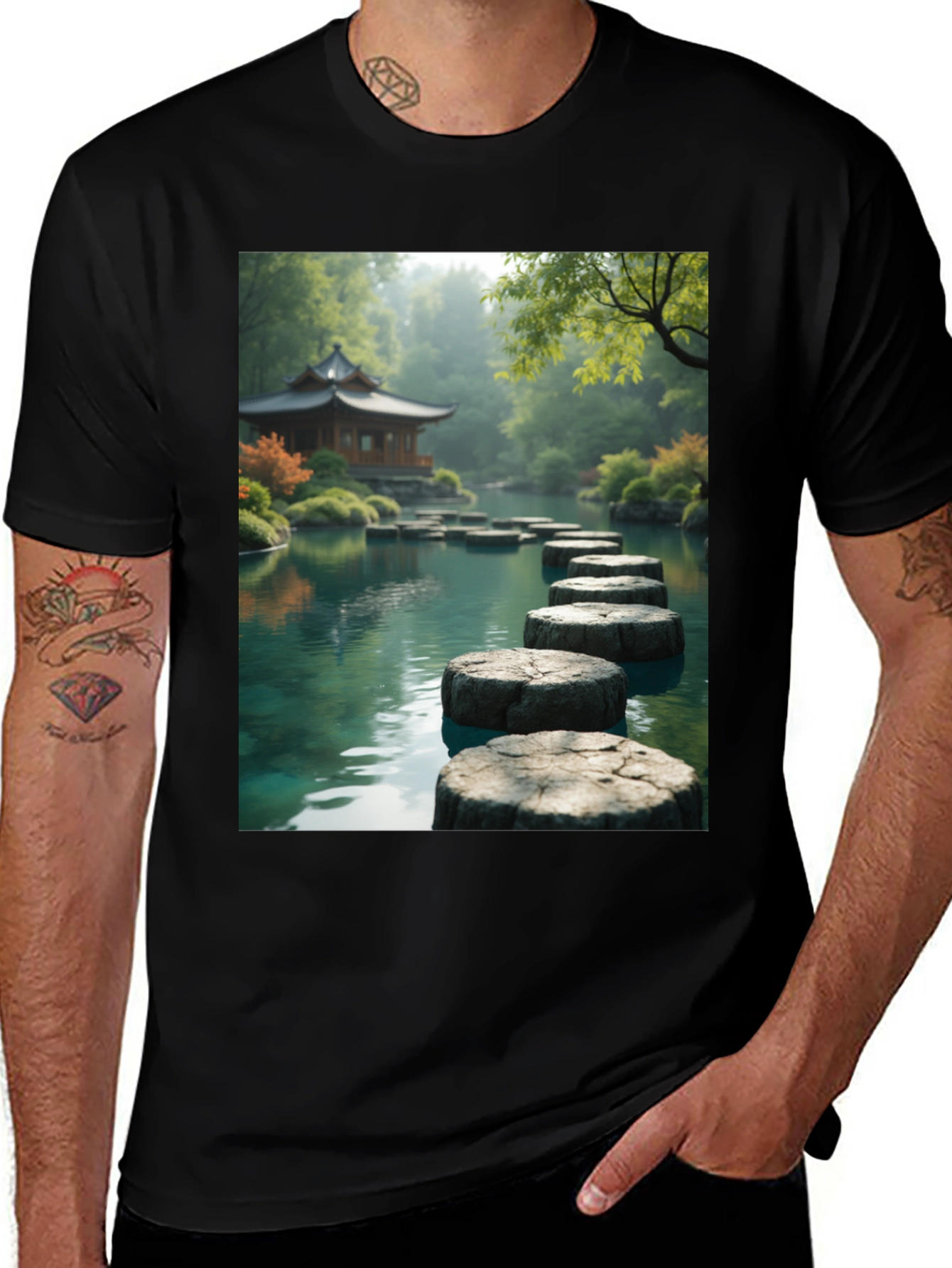Zen Garden T-Shirt: Serene Asian Landscape Tee