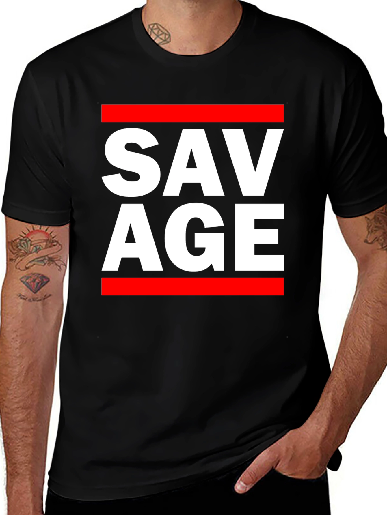 Variant 3 of Savage Graphic Print Crew Neck T-Shirt