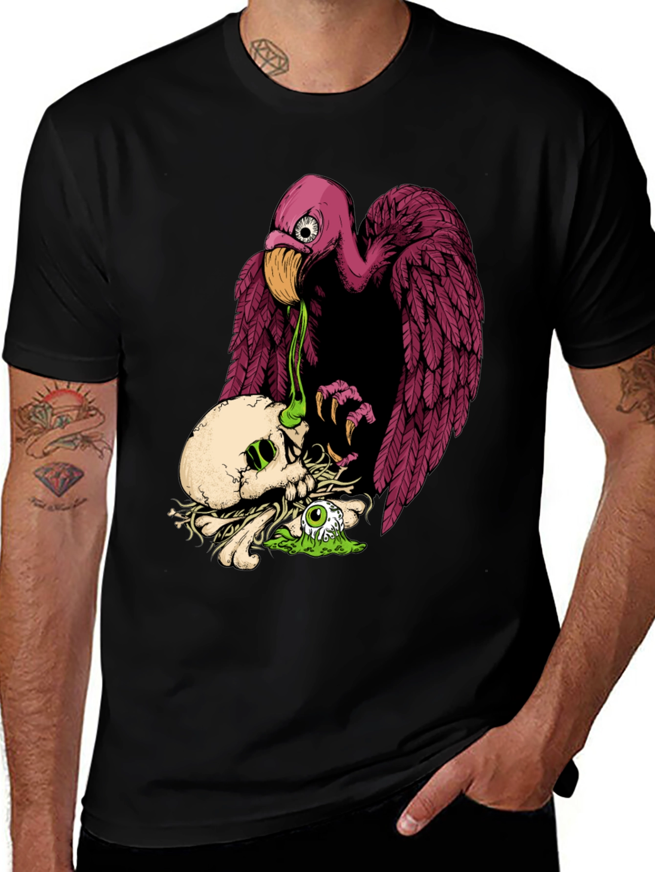 Variant 16 of Skull & Vulture Graphic Tee - Unique Design