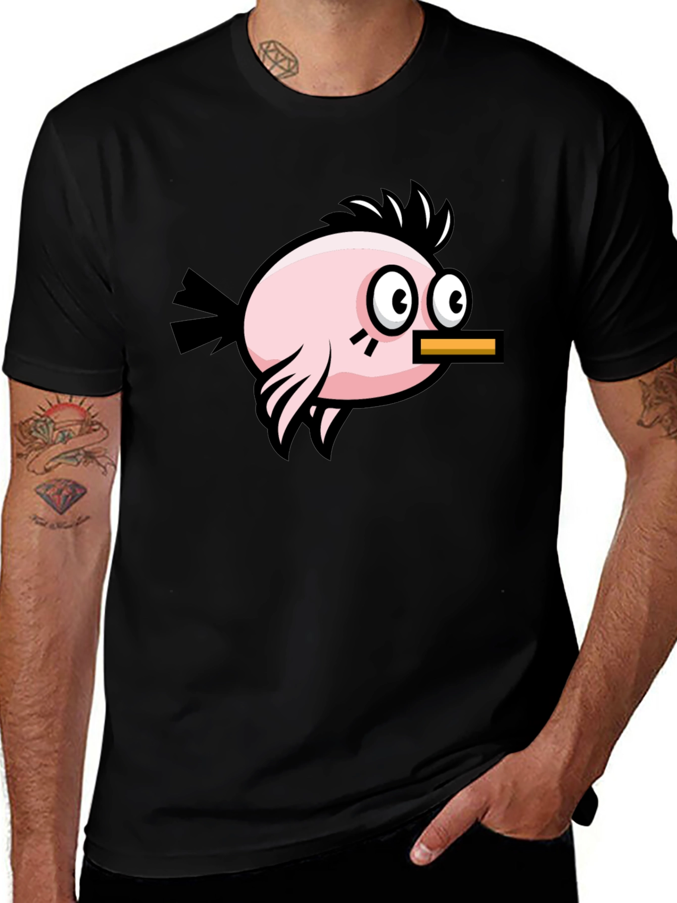 Variant 12 of Funny Bird Graphic Tee - Black