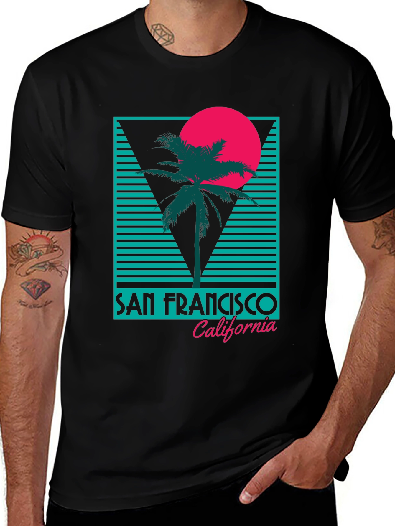 Variant 13 of Retro San Francisco T-Shirt Palm Tree Sunset Design