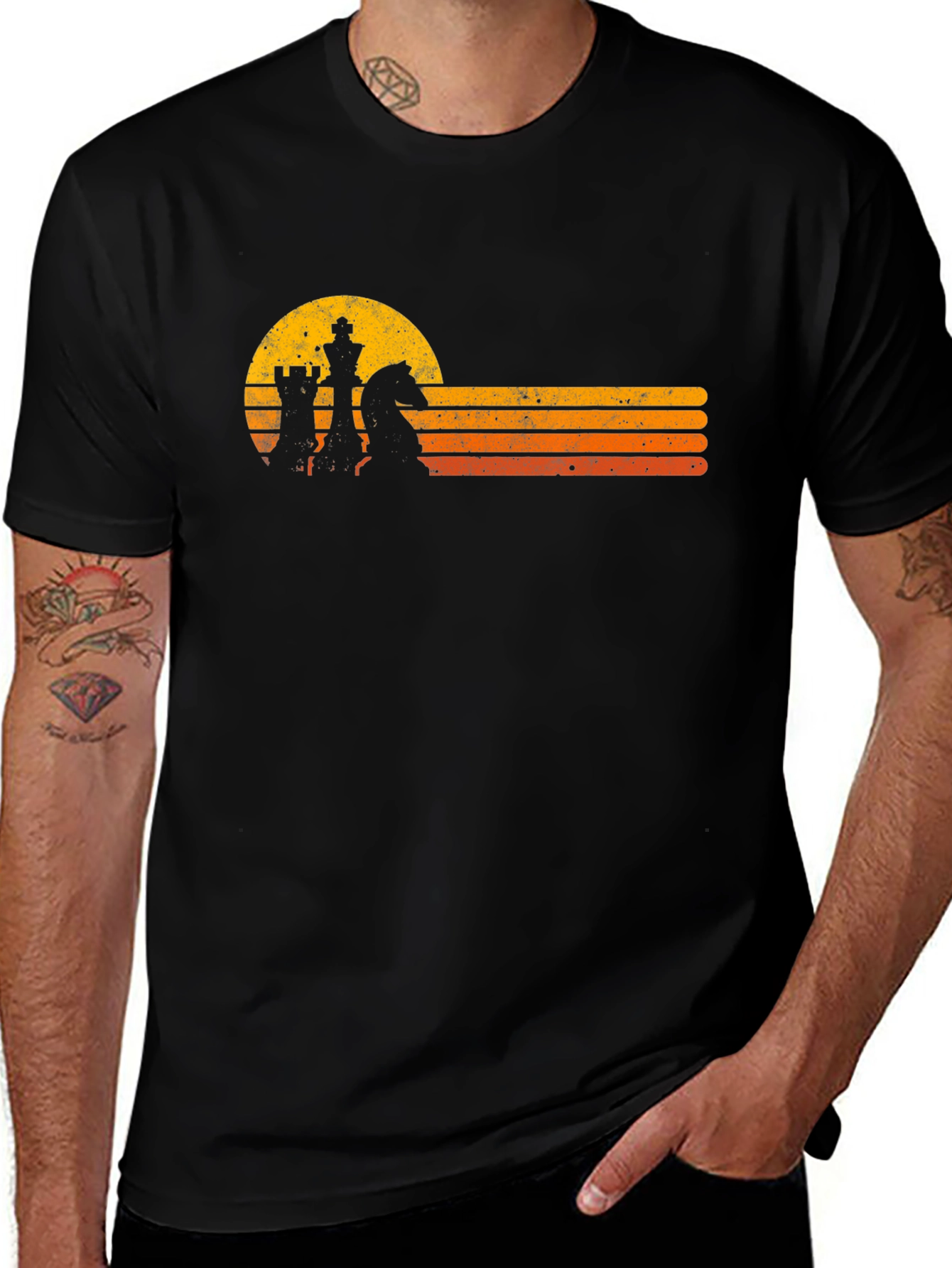 Variant 16 of Retro Chess Sunset Graphic T-Shirt