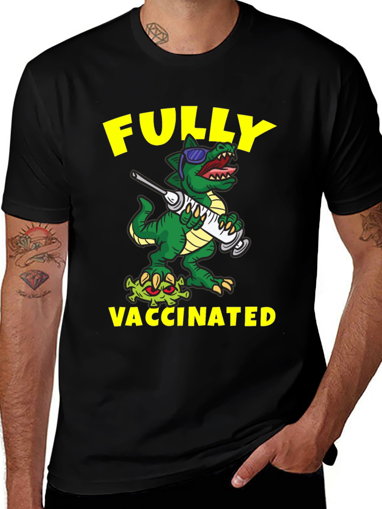 Variant 23 of Fully Vaccinated Dinosaur T-Shirt