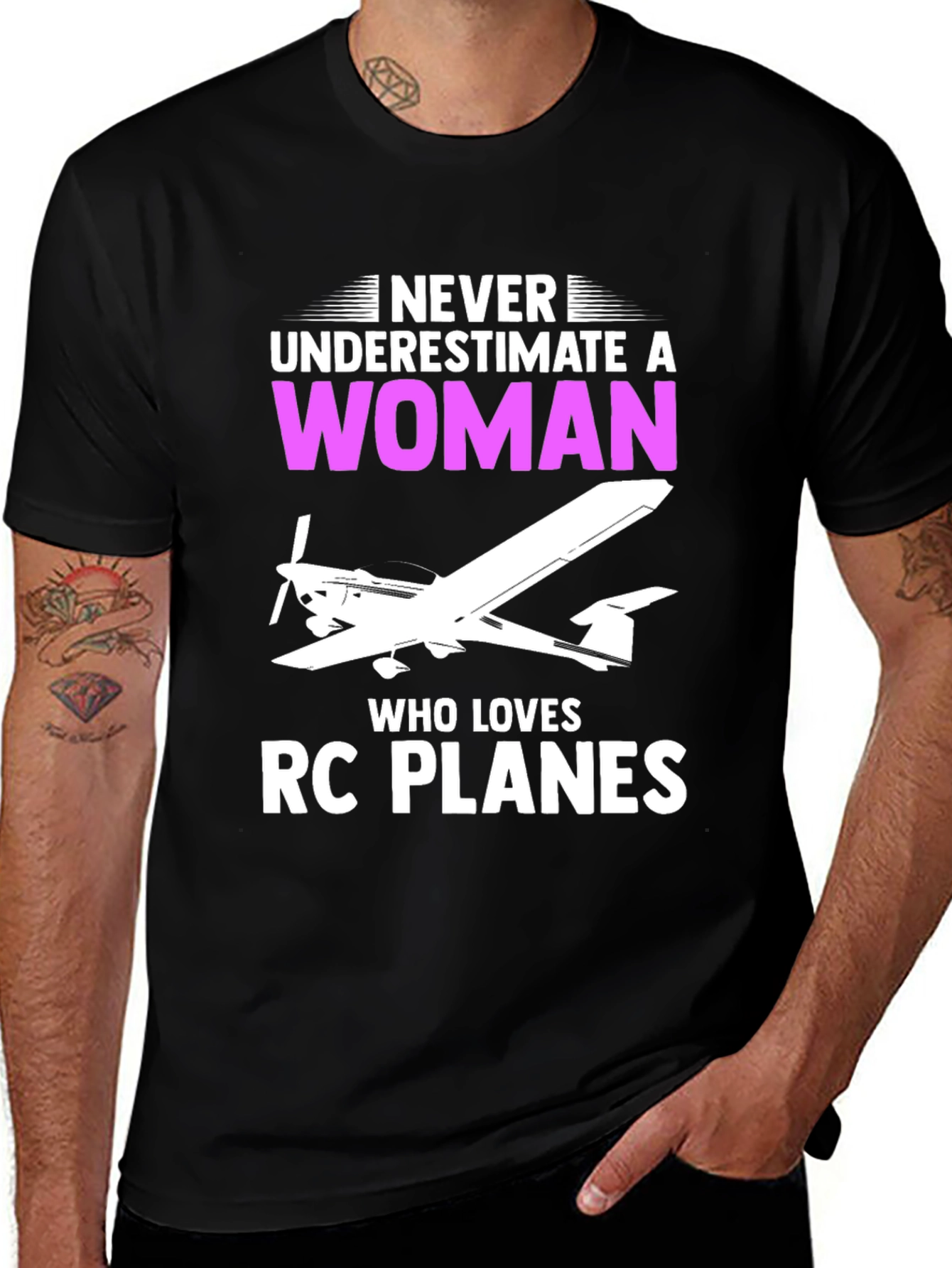 Never Underestimate a Woman RC Plane T-Shirt