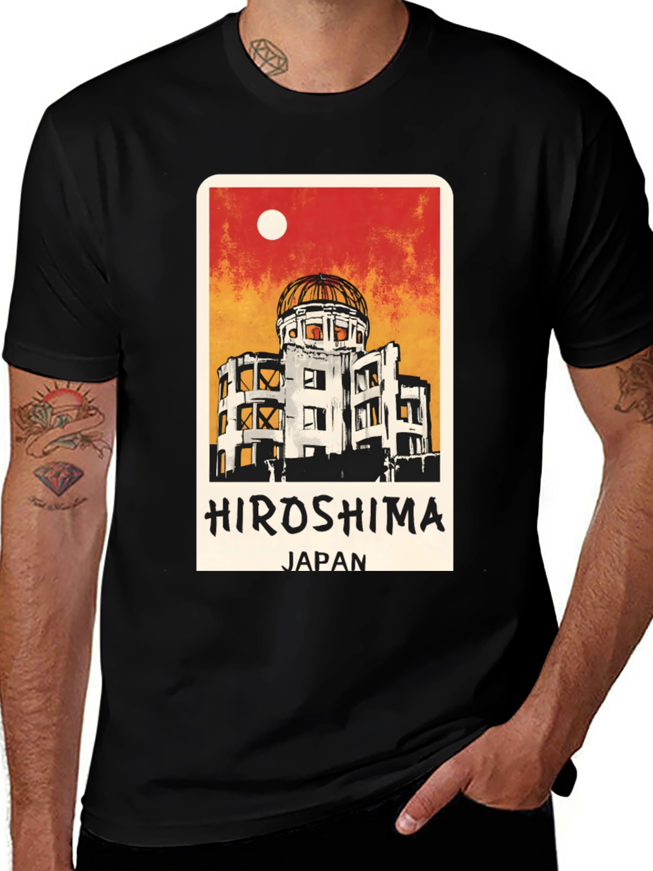 Hiroshima Japan Graphic Tee - Black Unisex T-Shirt