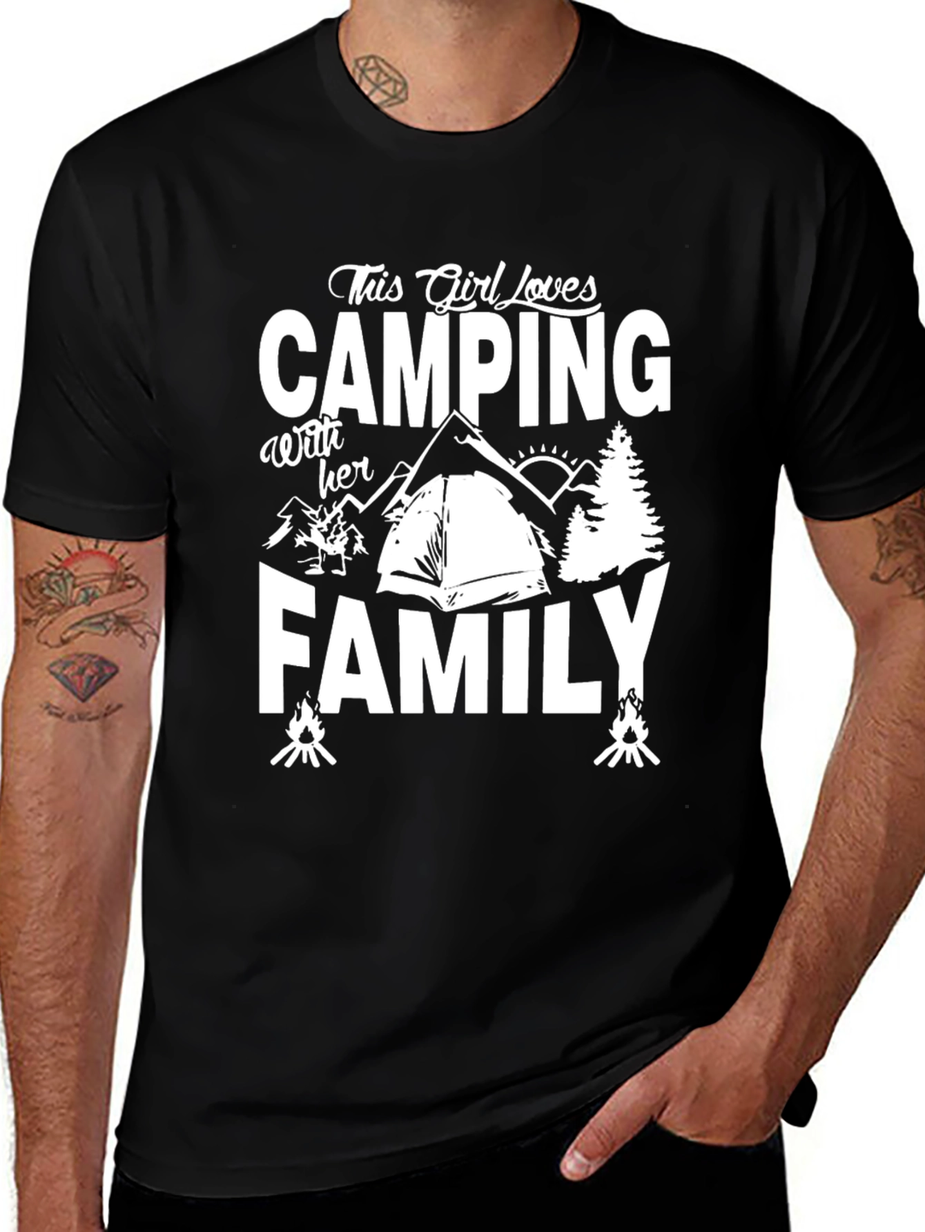 Variant 16 of Camping Family Graphic Tee - Black