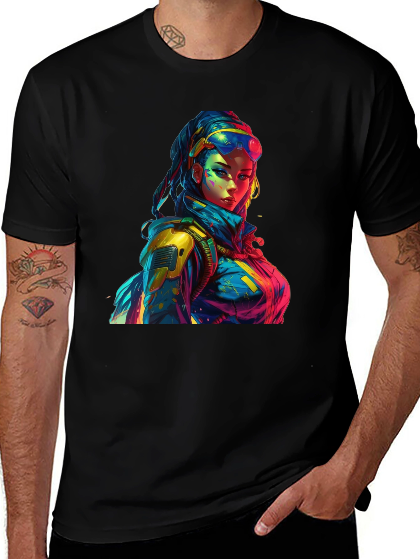 Cyberpunk Style Graphic Print T-Shirt
