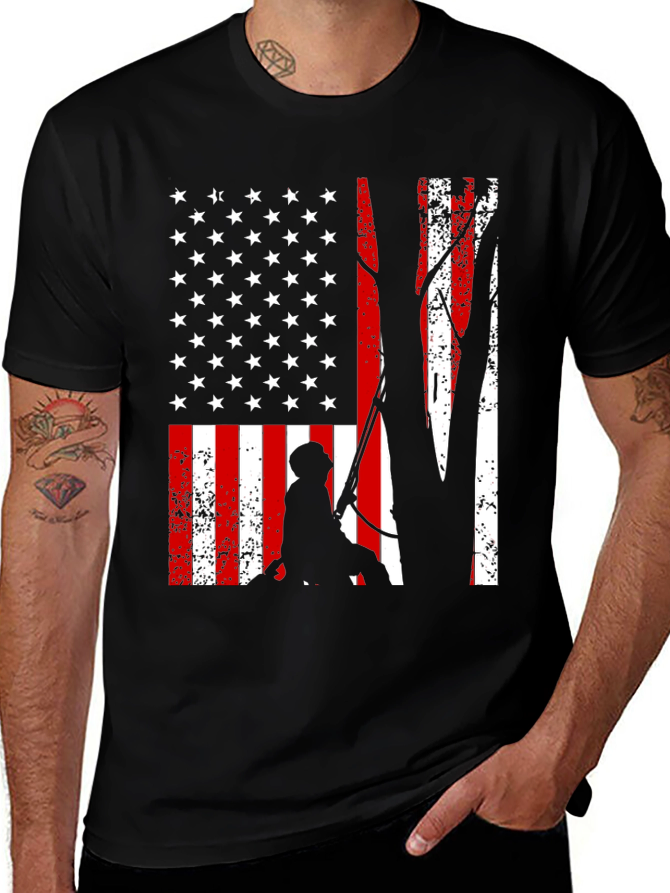 American Flag Tree Climber T-Shirt