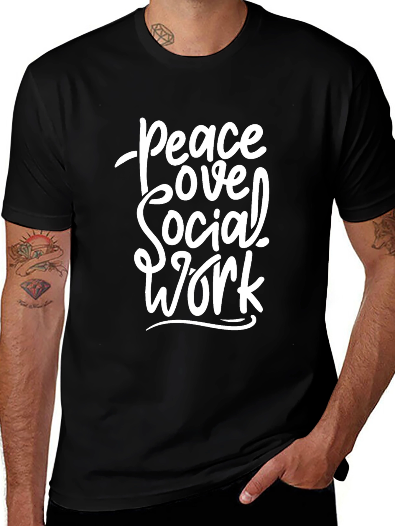 Variant 17 of Peace Love Social Work Black Graphic Tee