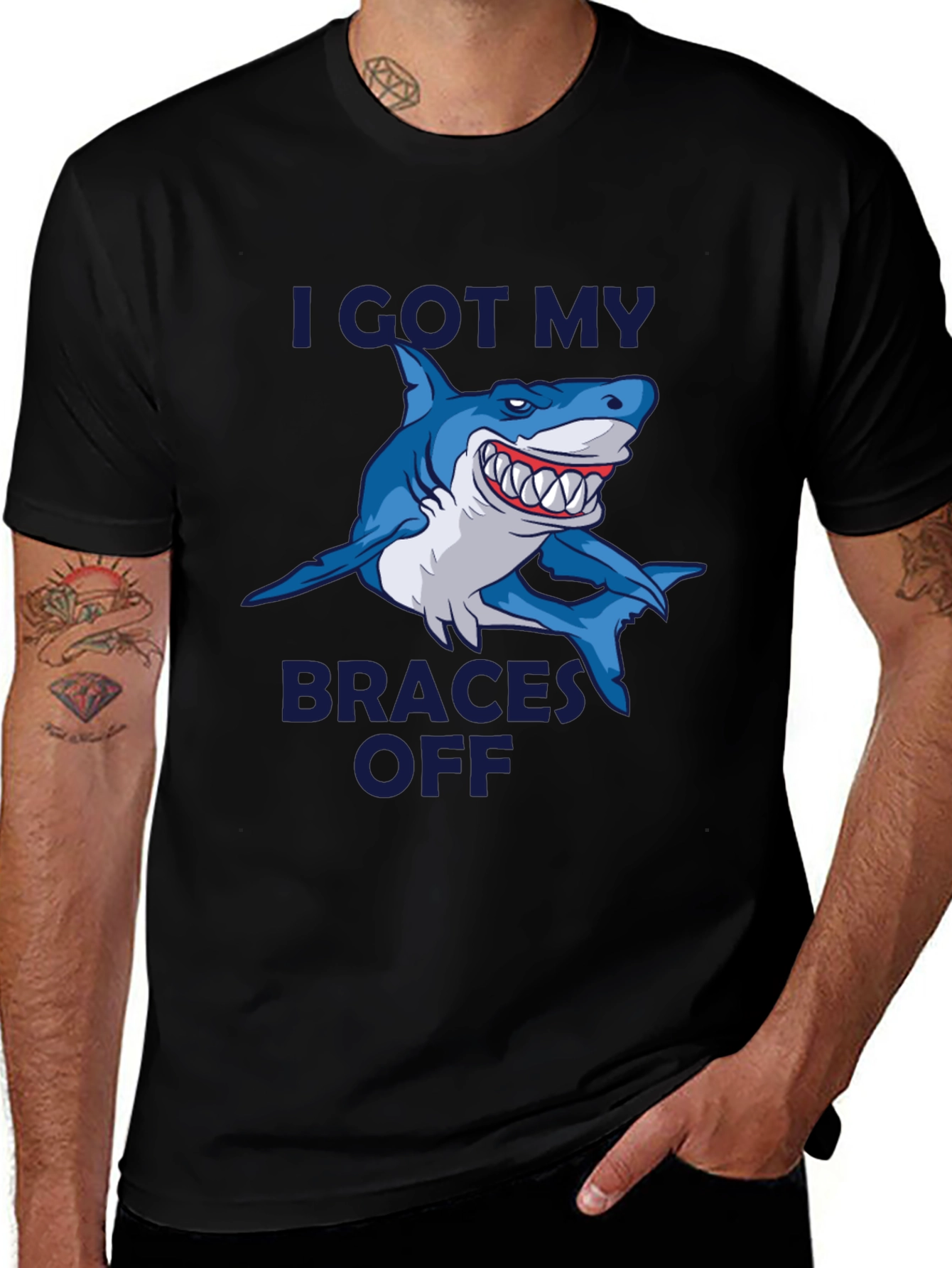Variant 19 of I Got My Braces Off Shark Graphic Tee