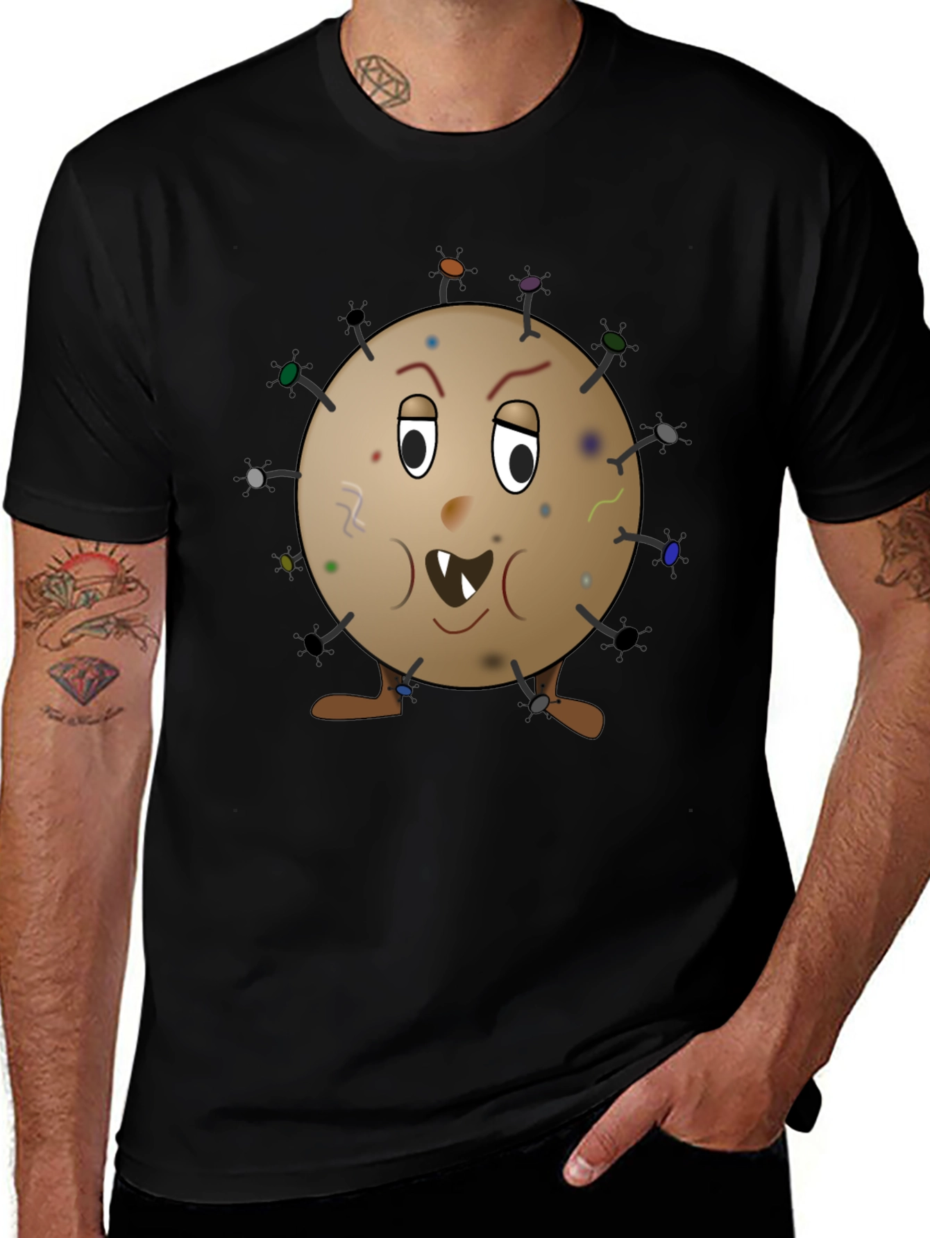 Variant 9 of Funny Germ Cartoon Graphic Tee - Novelty T-Shirt