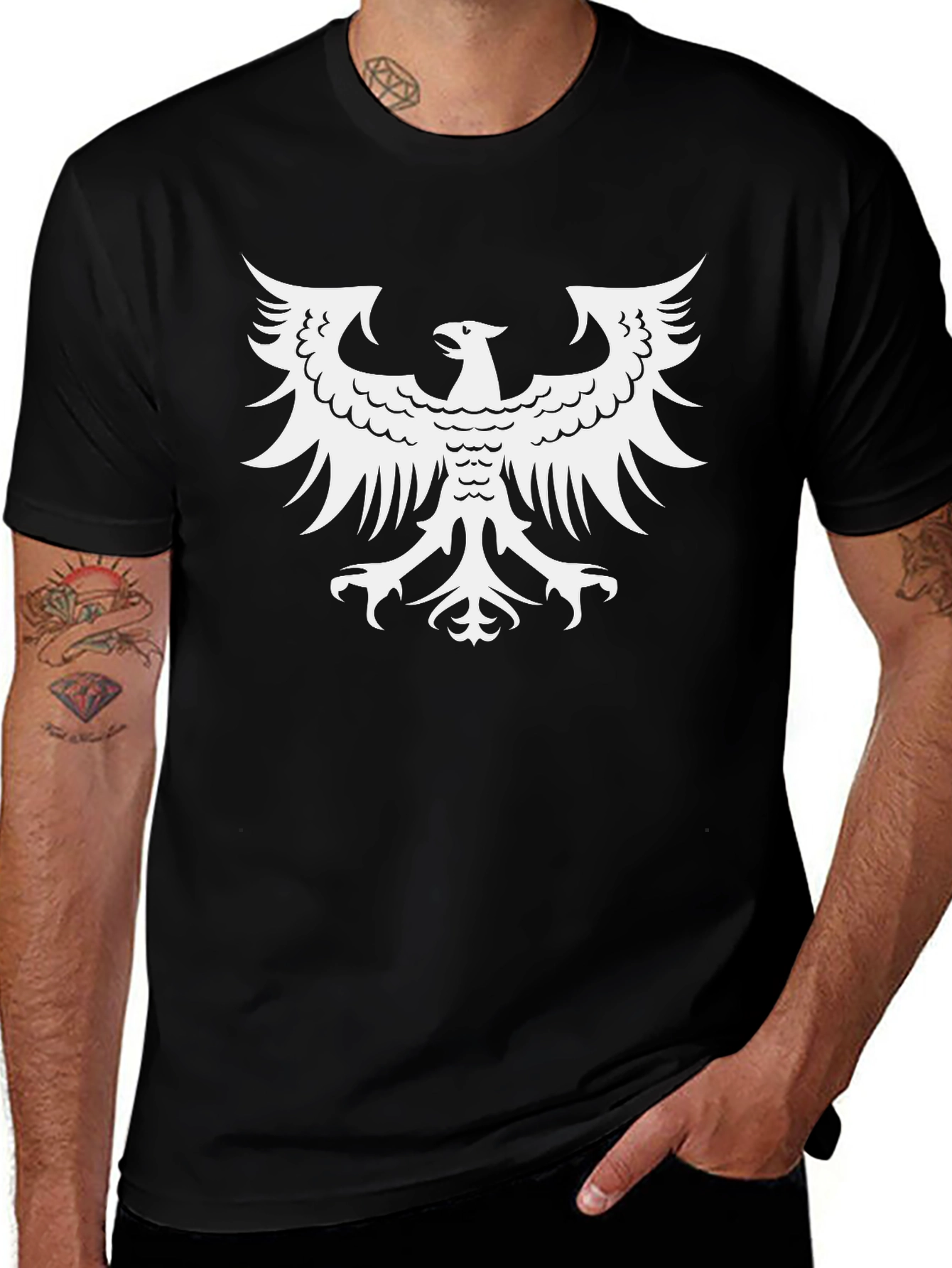 Variant 3 of Eagle Crest Graphic Tee - Black Cotton Blend